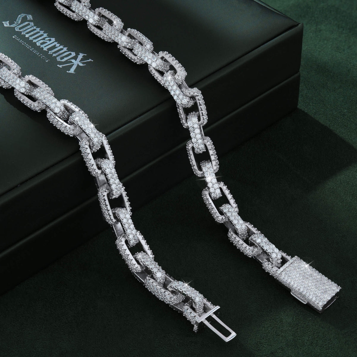10MM Moissanite Box Link Chain – Iced Out VVS – alternate product view 5