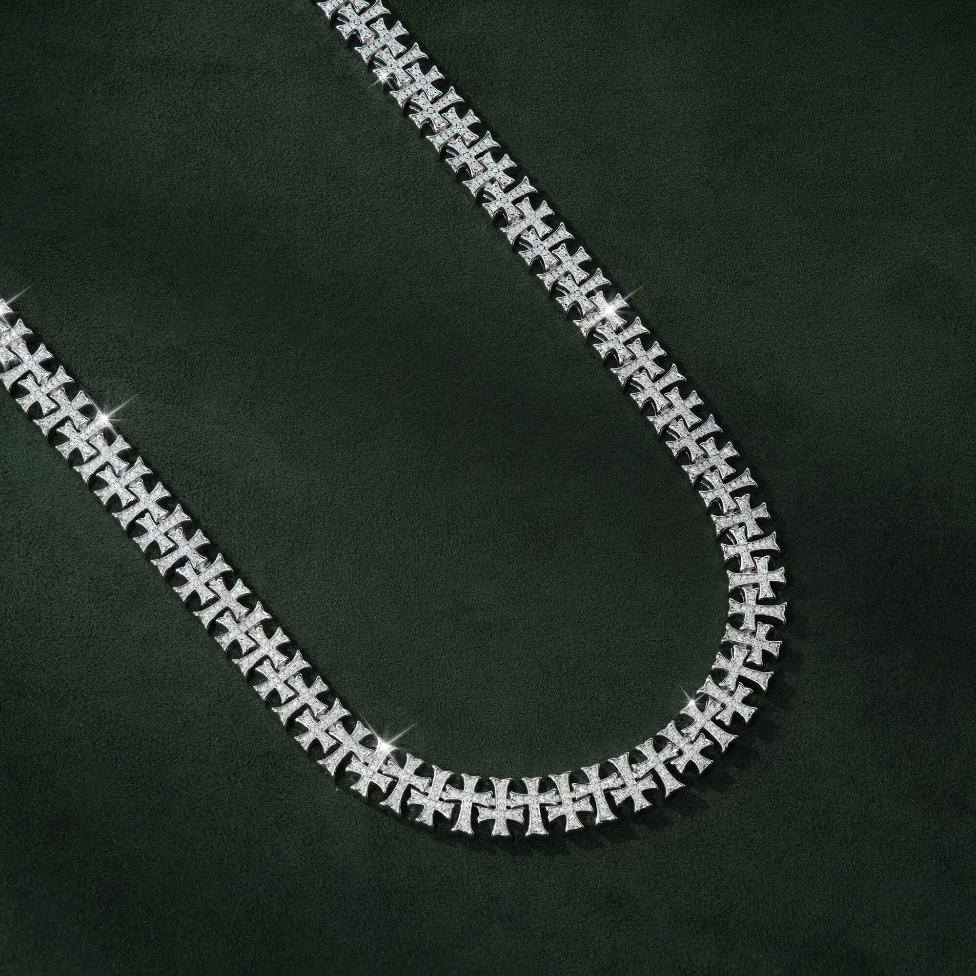 10MM Iced Out Cross VVS Moissanite Cuban Link Chain