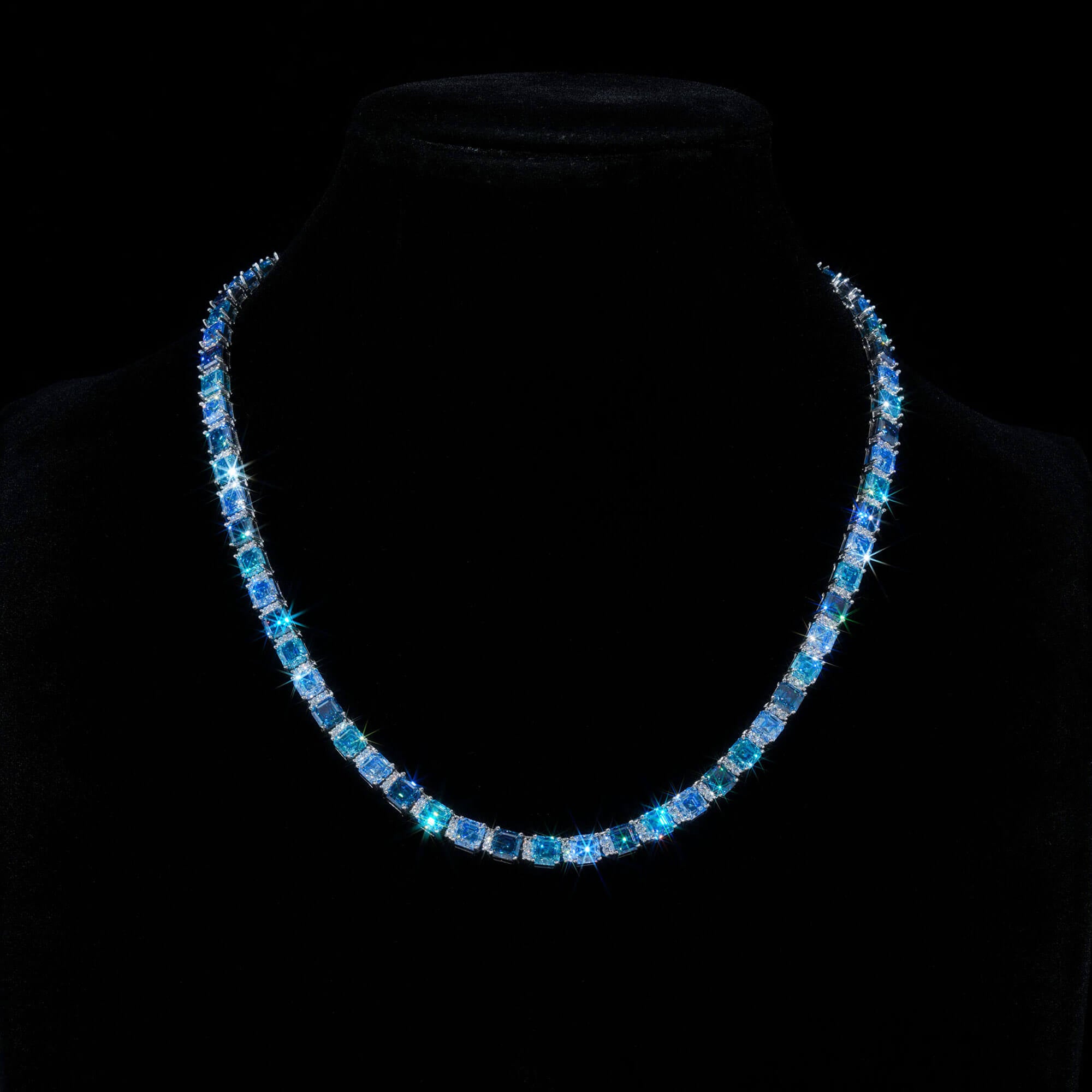 Blue VVS Moissanite Tennis Chain
