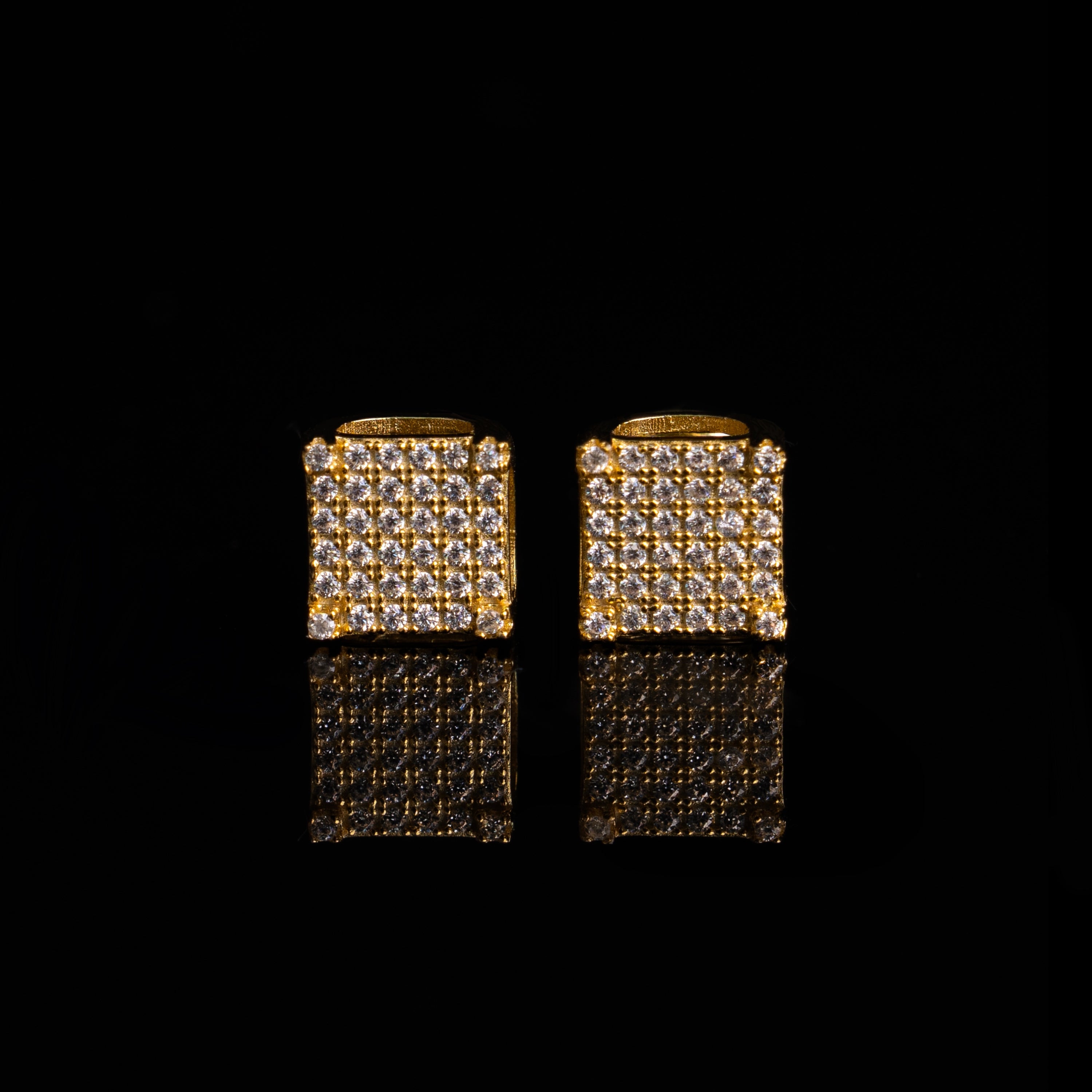 6.7MM Square Moissanite Stud Earrings VVS Grid Pavé Screw Back