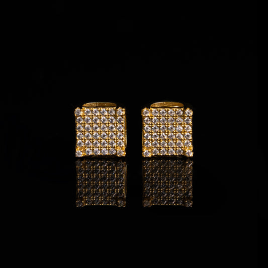 6.7MM Square Moissanite Stud Earrings VVS Grid Pavé Screw Back
