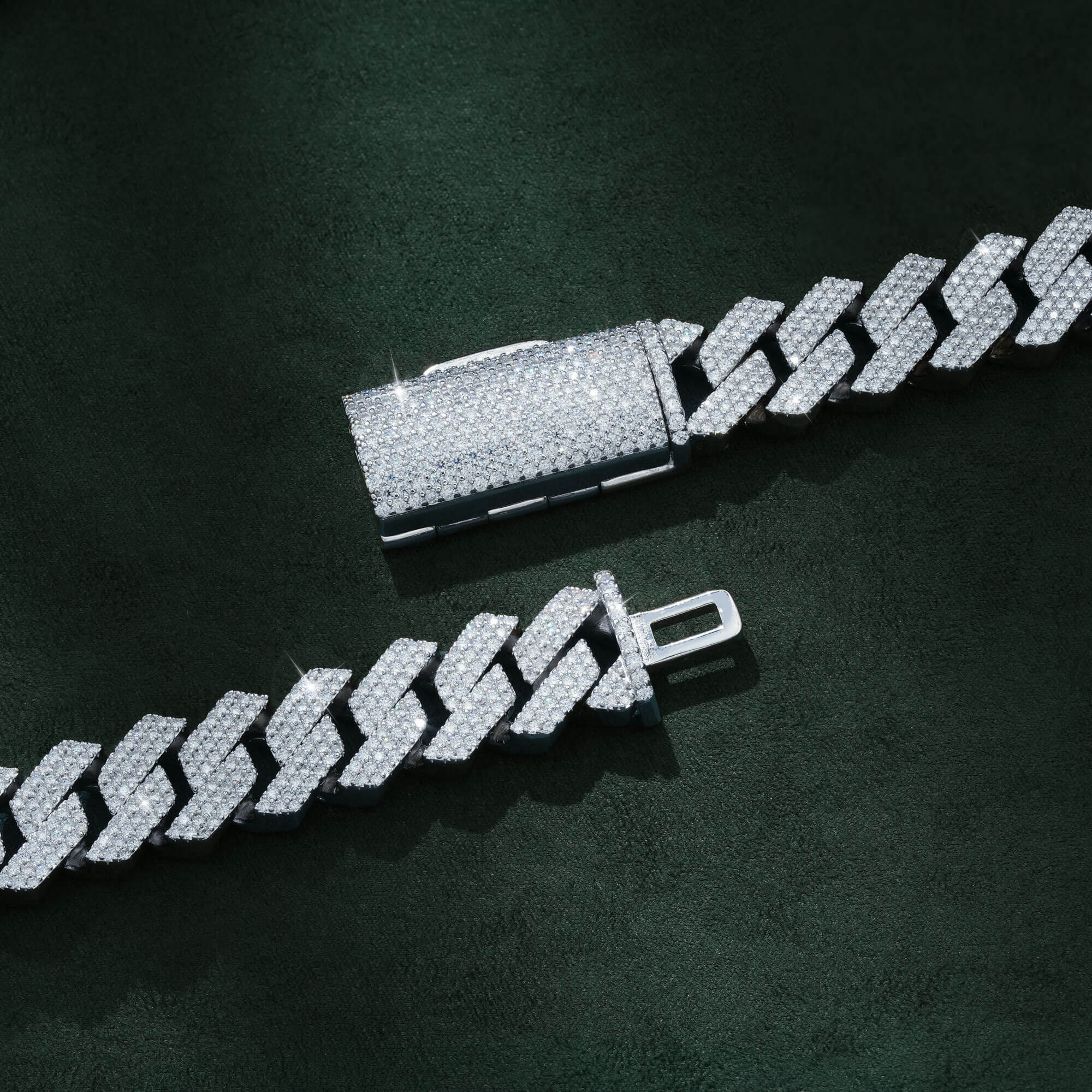 15MM 3 Row Moissanite Cuban Link Chain Iced Out Heavy Full Pavé Necklace – alternate product view 5