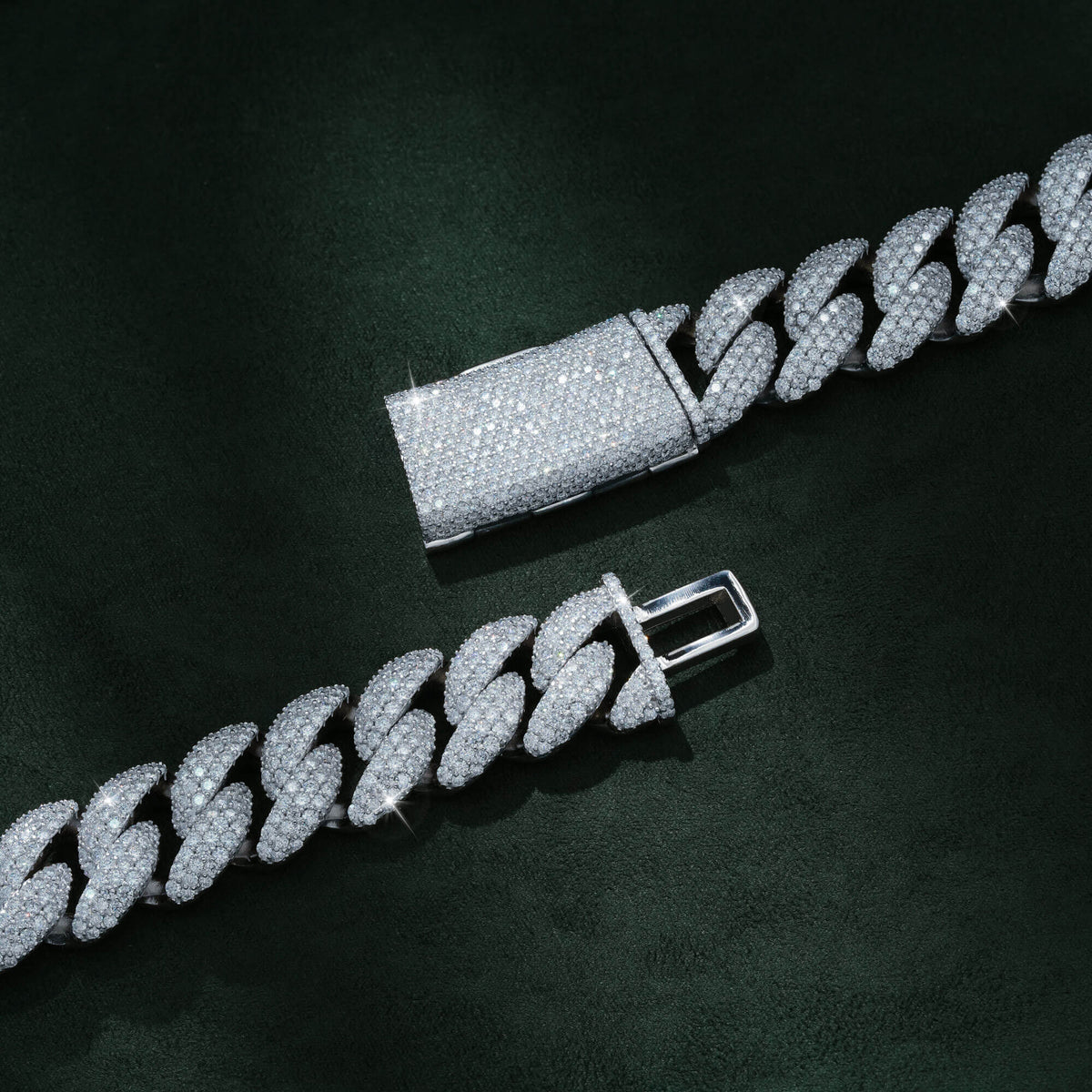 18MM 3 Row Moissanite Cuban Link Chain Iced Out Full Pavé Hip Hop Necklace – alternate product view 3