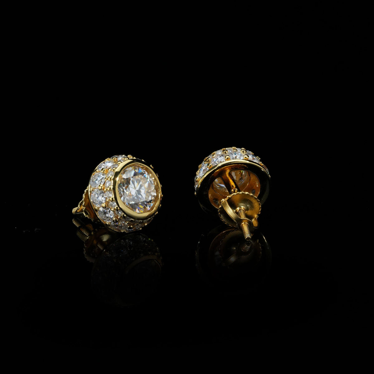 11MM Bezel-Set Round Center VVS Moissanite Stud Earrings – alternate product view 4