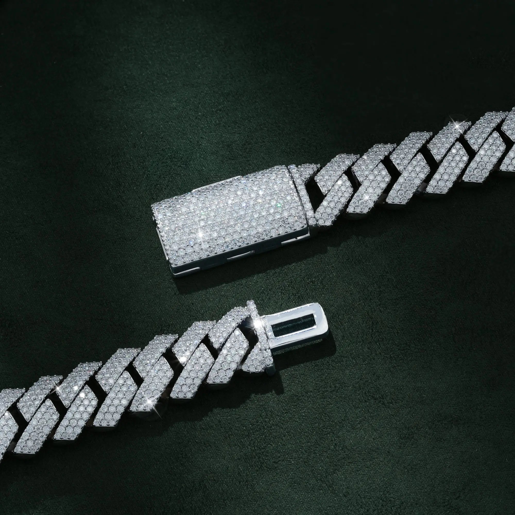 16MM 3 Row Moissanite Cuban Link Chain Iced Out Heavy Full Pavé Necklace