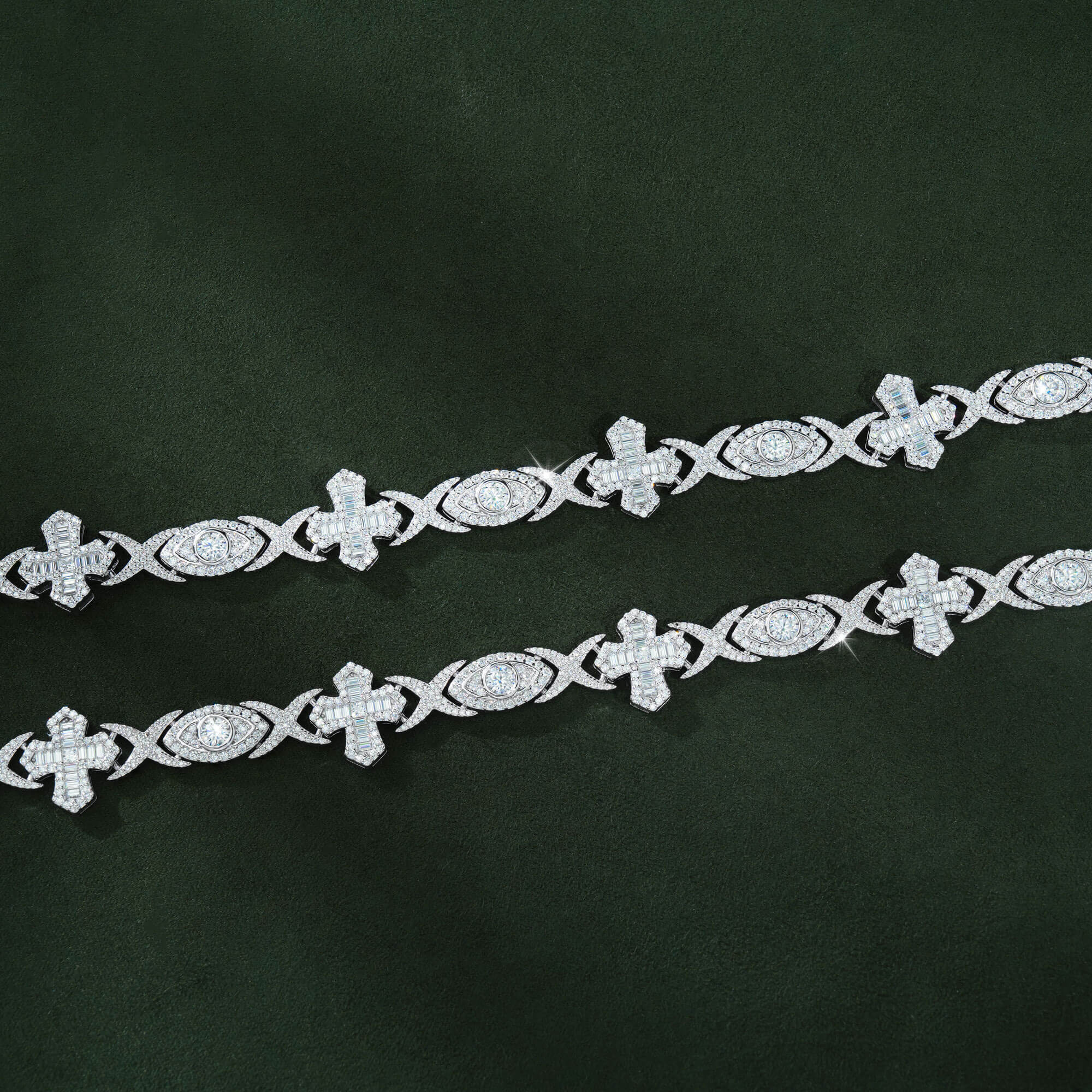 14MM Evil Eye & Cross VVS Moissanite Cuban Link Chain – alternate product view 4