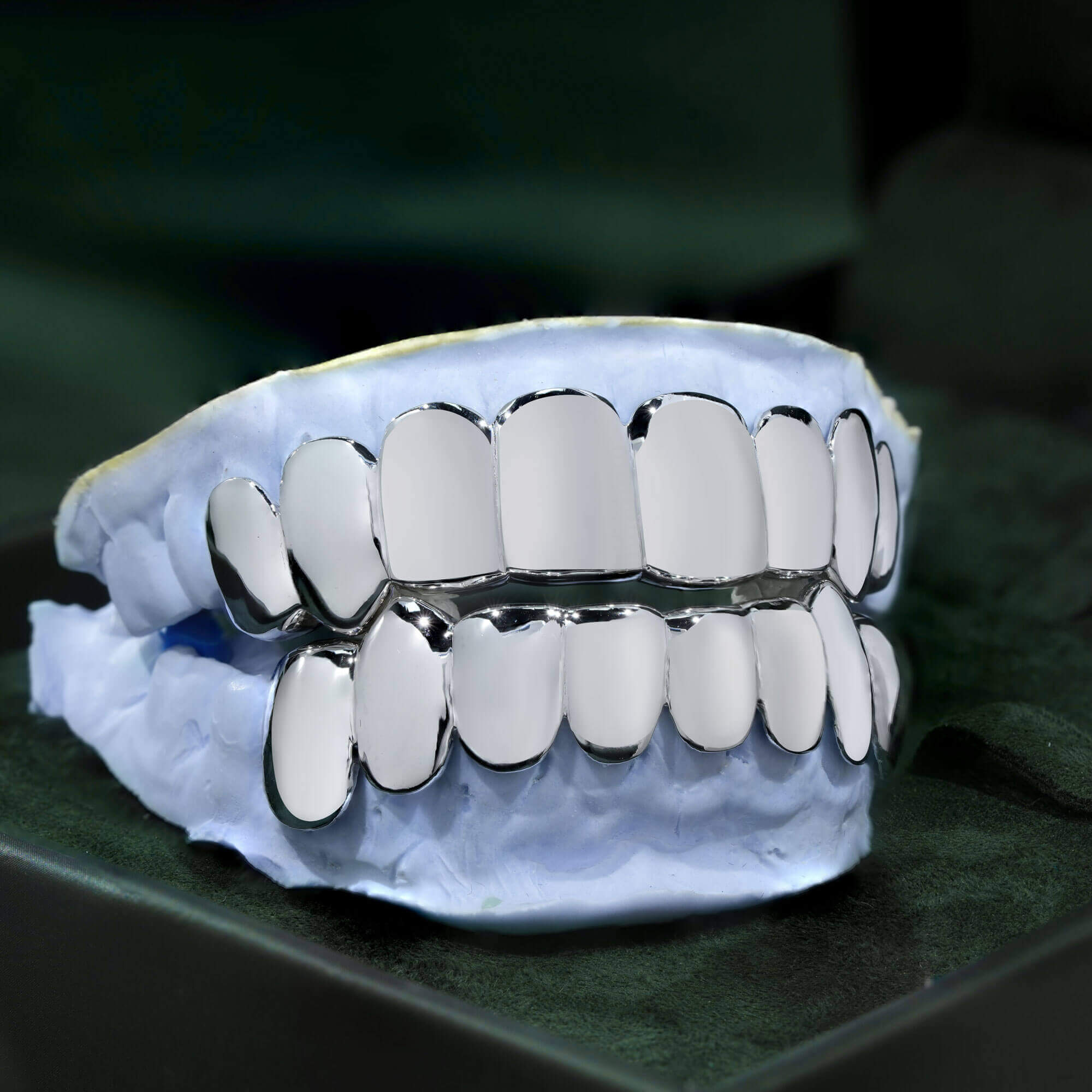925 Silver 14K Gold Plated Plain Mirror Finish Grillz