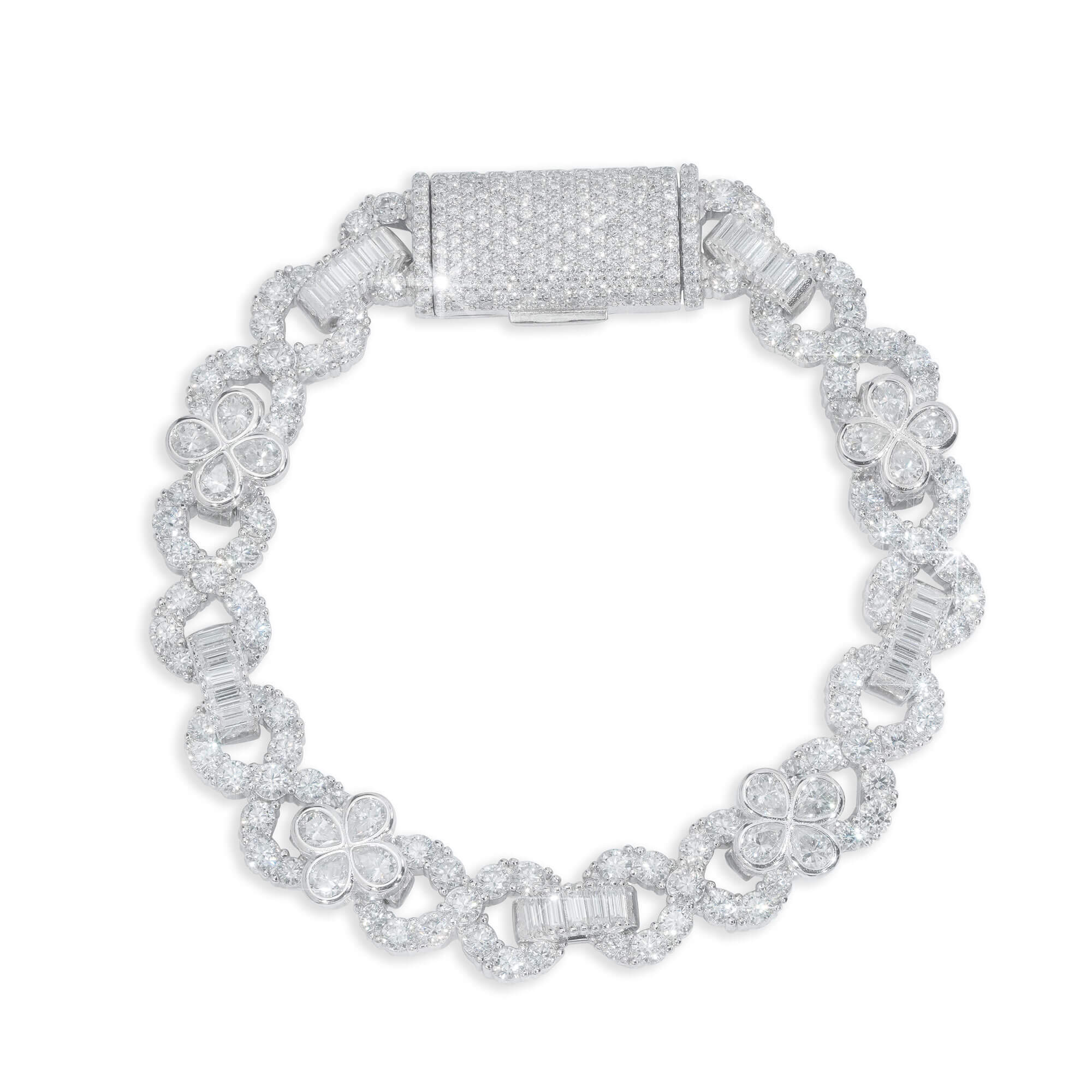 10MM Iced Out Flower Infinity Link VVS Moissanite Cuban Bracelet – alternate product view 5