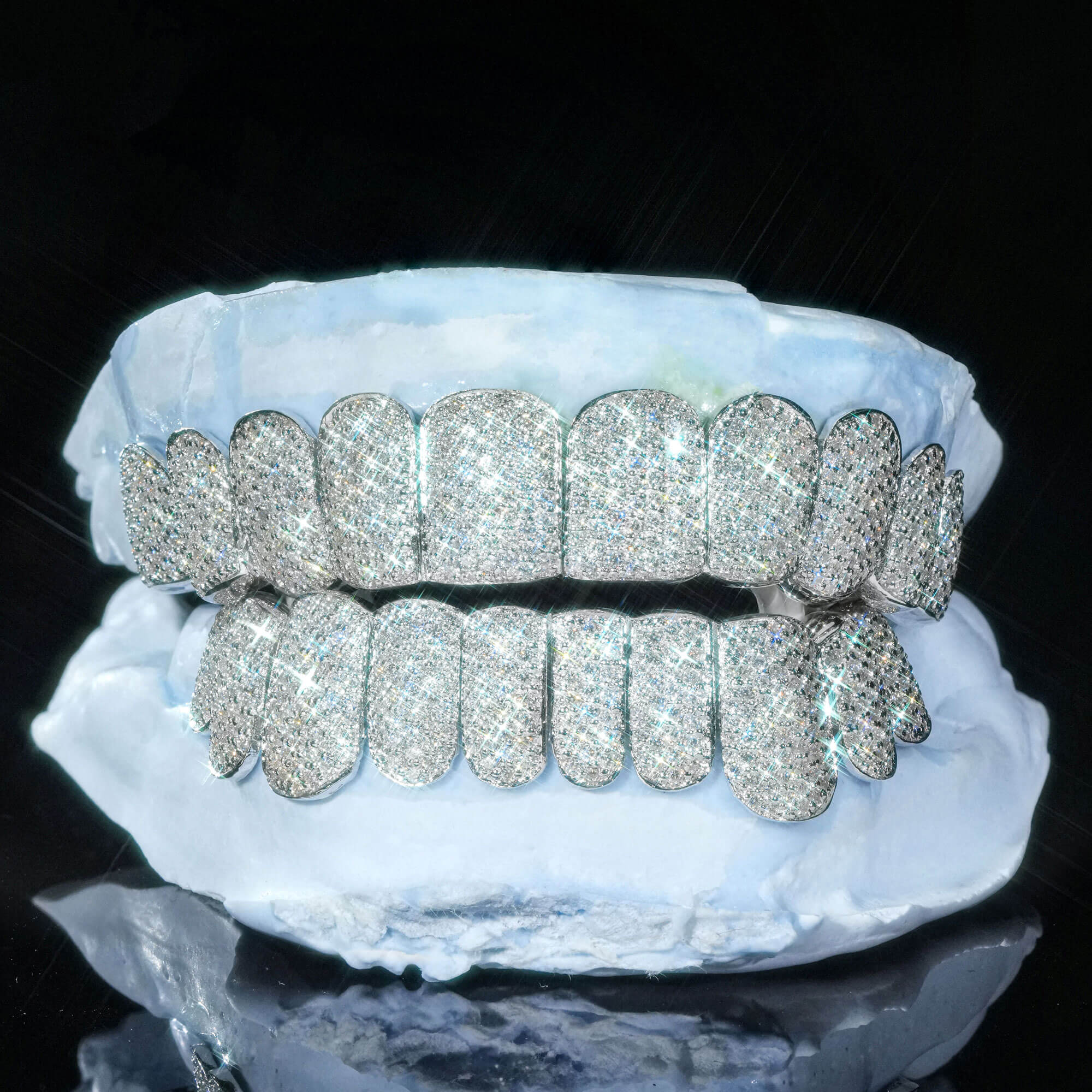8 on 8 VVS Round Moissanite Diamond Grillz