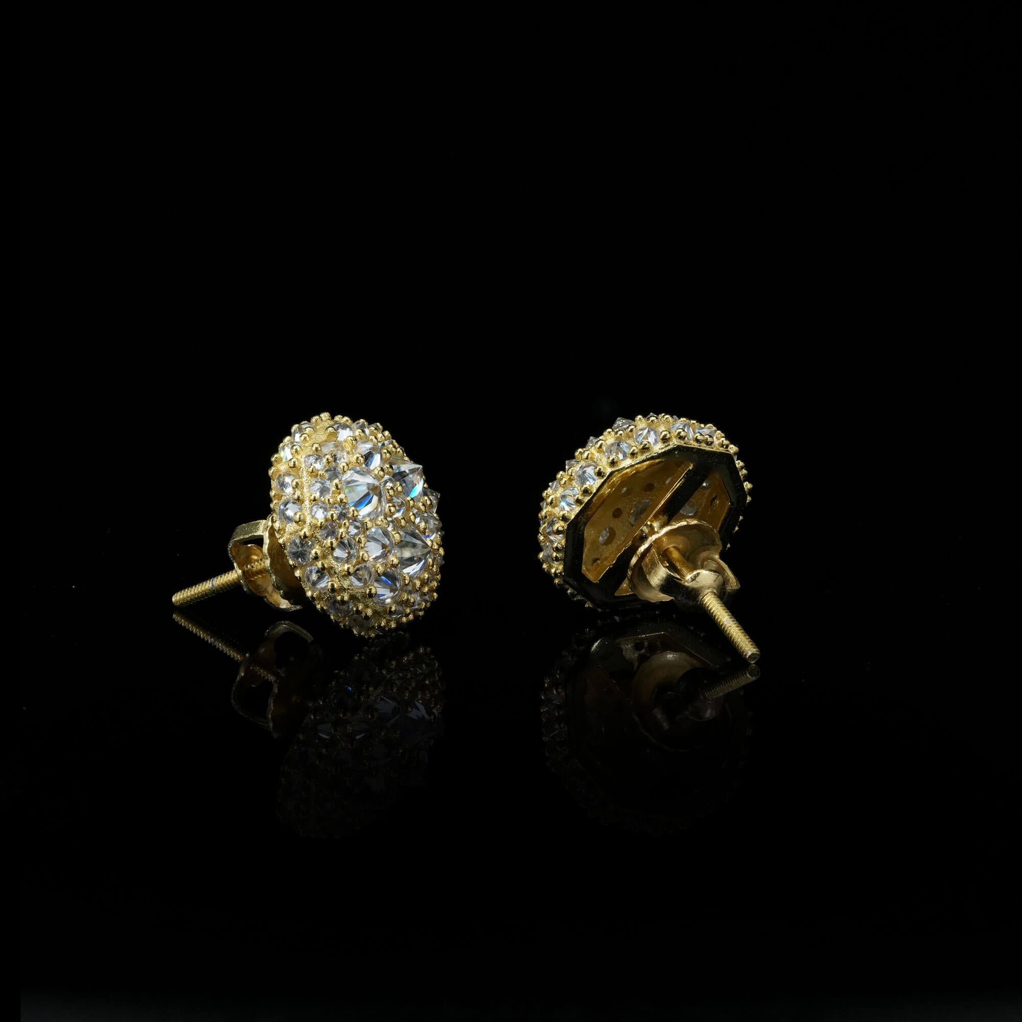 12MM Nine-Sided Cluster VVS Moissanite Stud Earrings – alternate product view 3