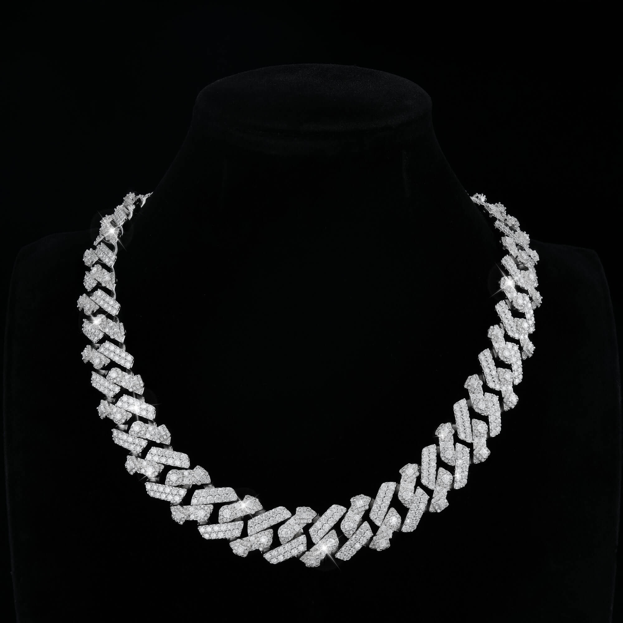 18MM Two-Row Moissanite Cuban Link Chain – VVS Iced Out – alternate product view 7