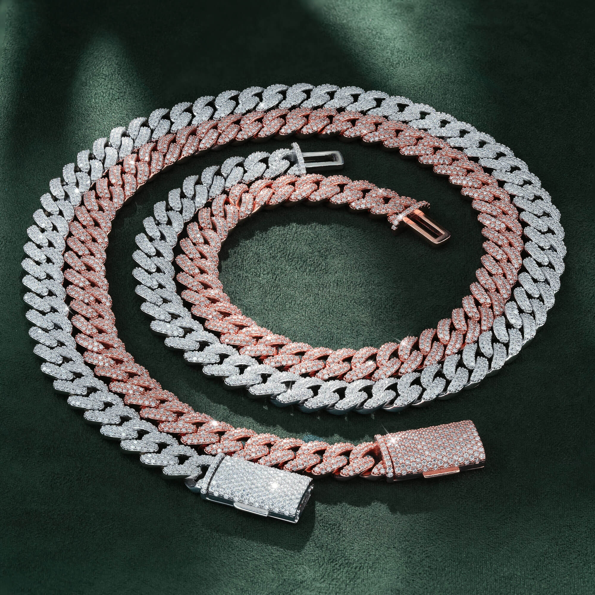 10MM 2 Row Moissanite Cuban Link Chain Iced Out Heavy Full Pavé Necklace – alternate product view 7