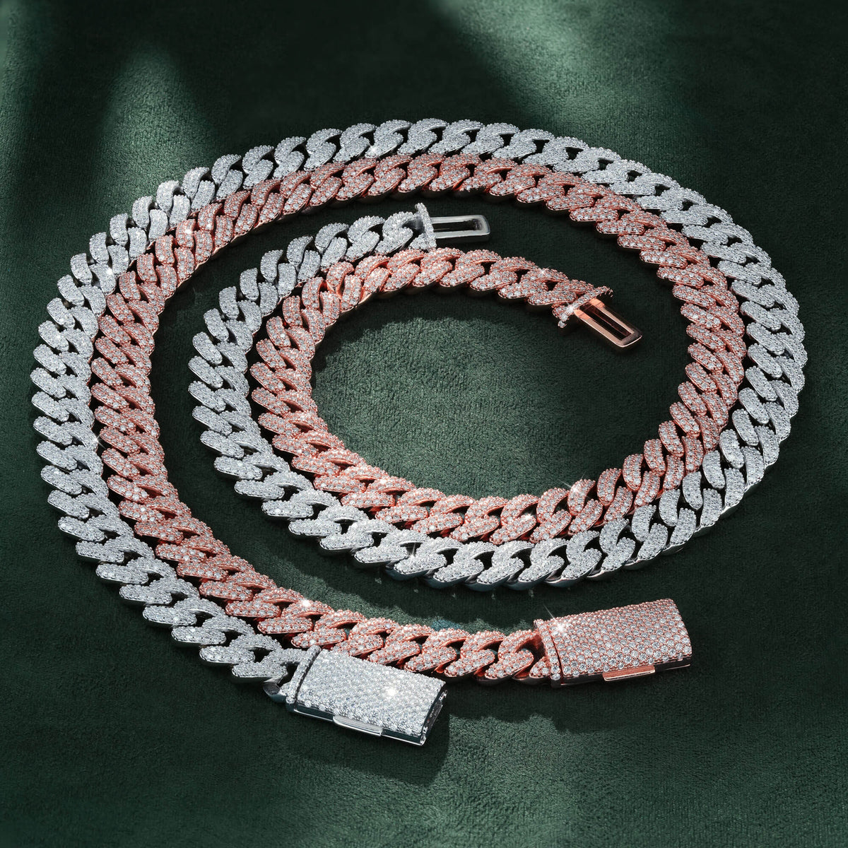 10MM 2 Row Moissanite Cuban Link Chain Iced Out Heavy Full Pavé Necklace – alternate product view 7
