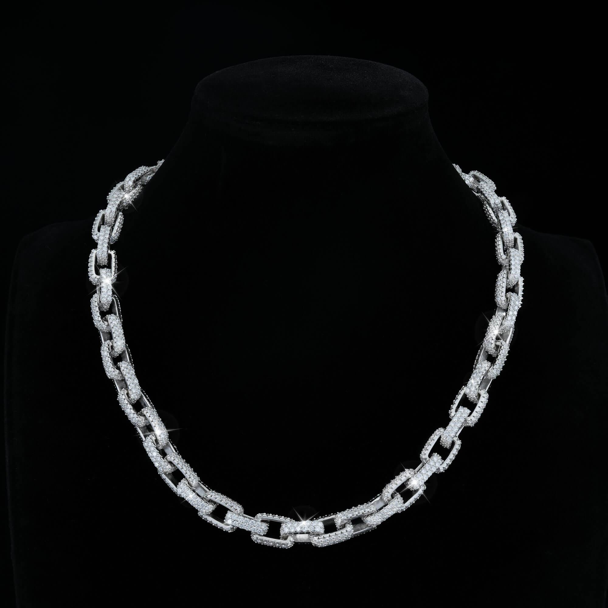 10MM Moissanite Box Link Chain – Iced Out VVS
