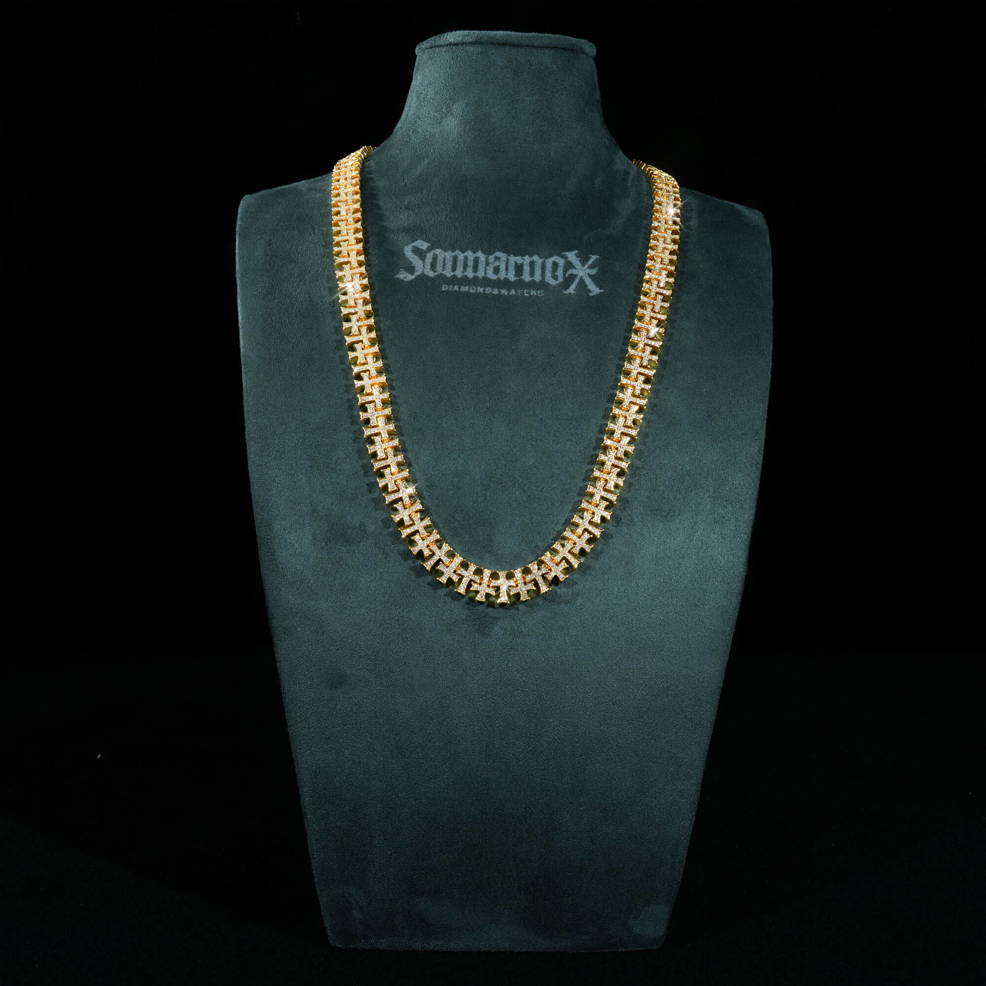 10MM Iced Out Cross VVS Moissanite Cuban Link Chain