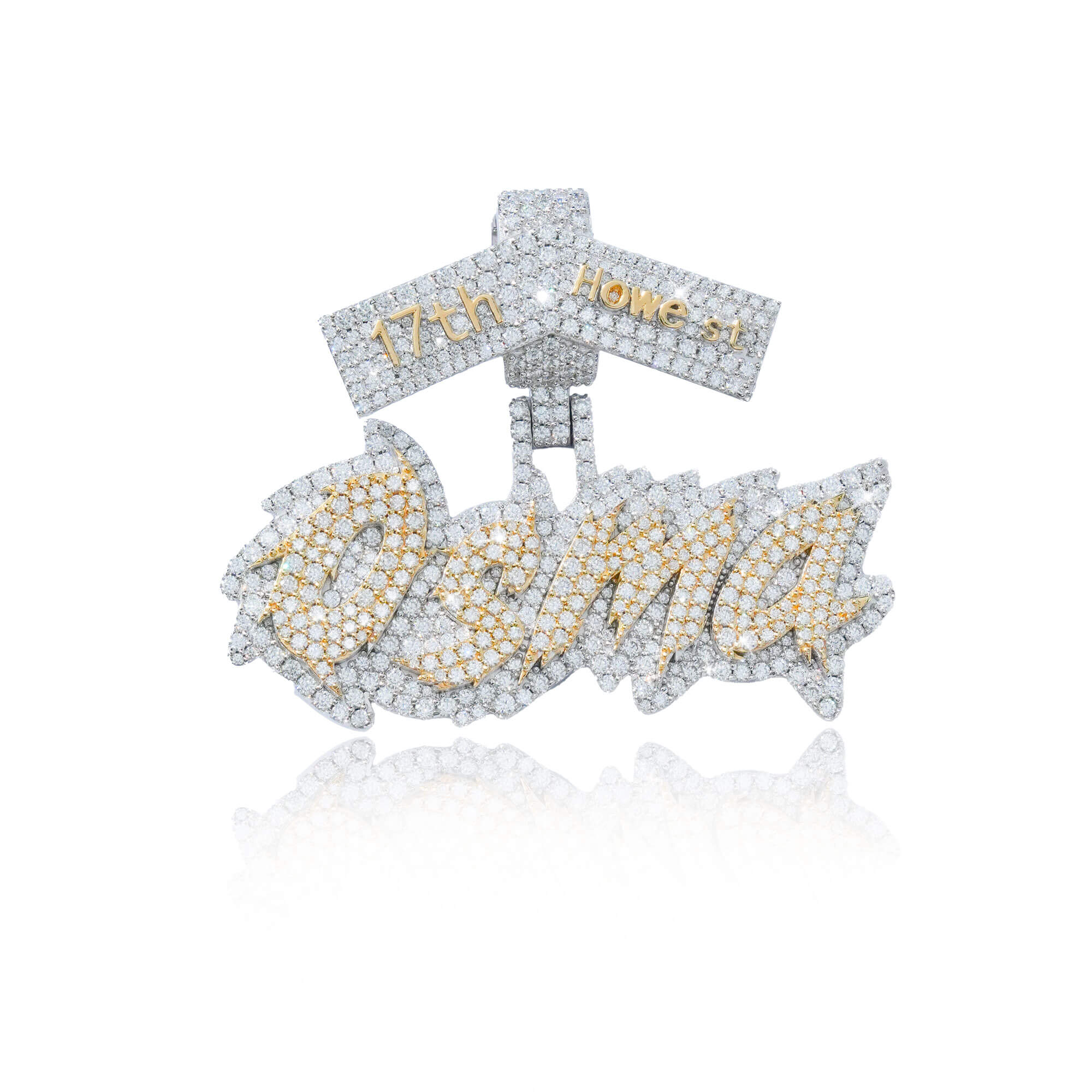 Two-Tone Script Name Pendant – Iced Out Moissanite – alternate product view 5