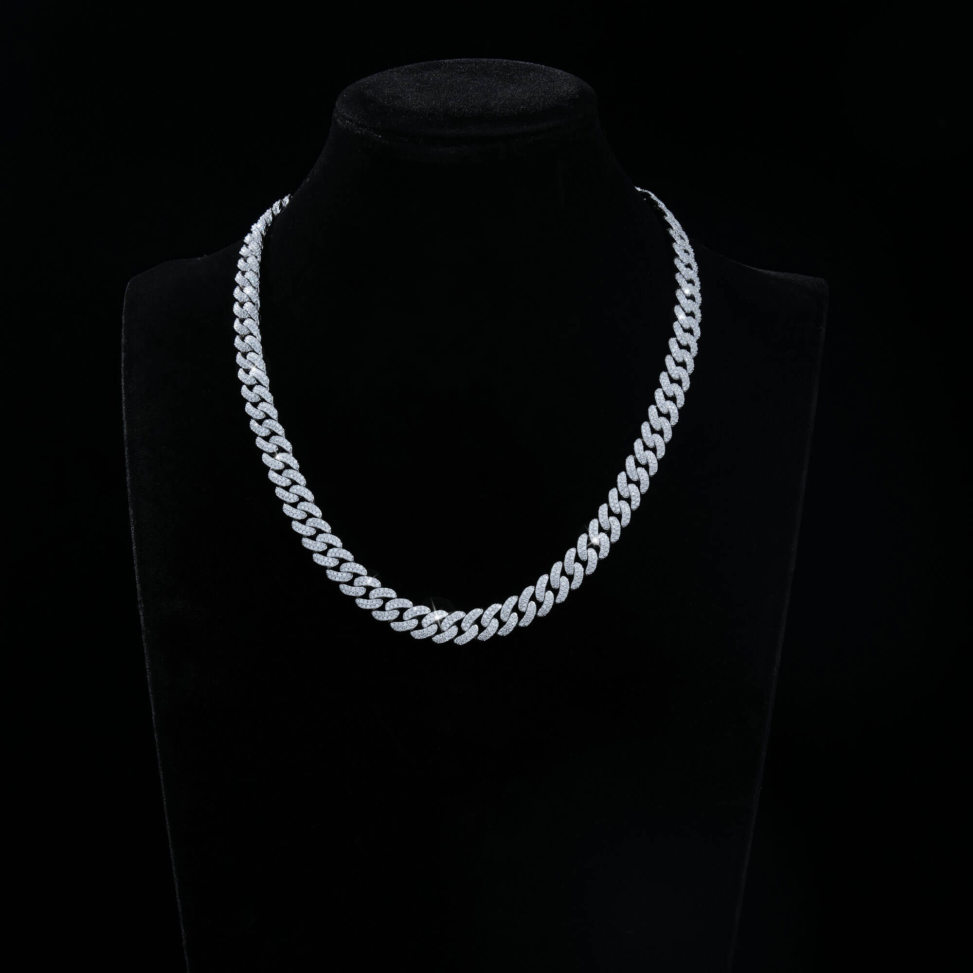 10MM 2 Row Moissanite Cuban Link Chain Iced Out Heavy Full Pavé Necklace