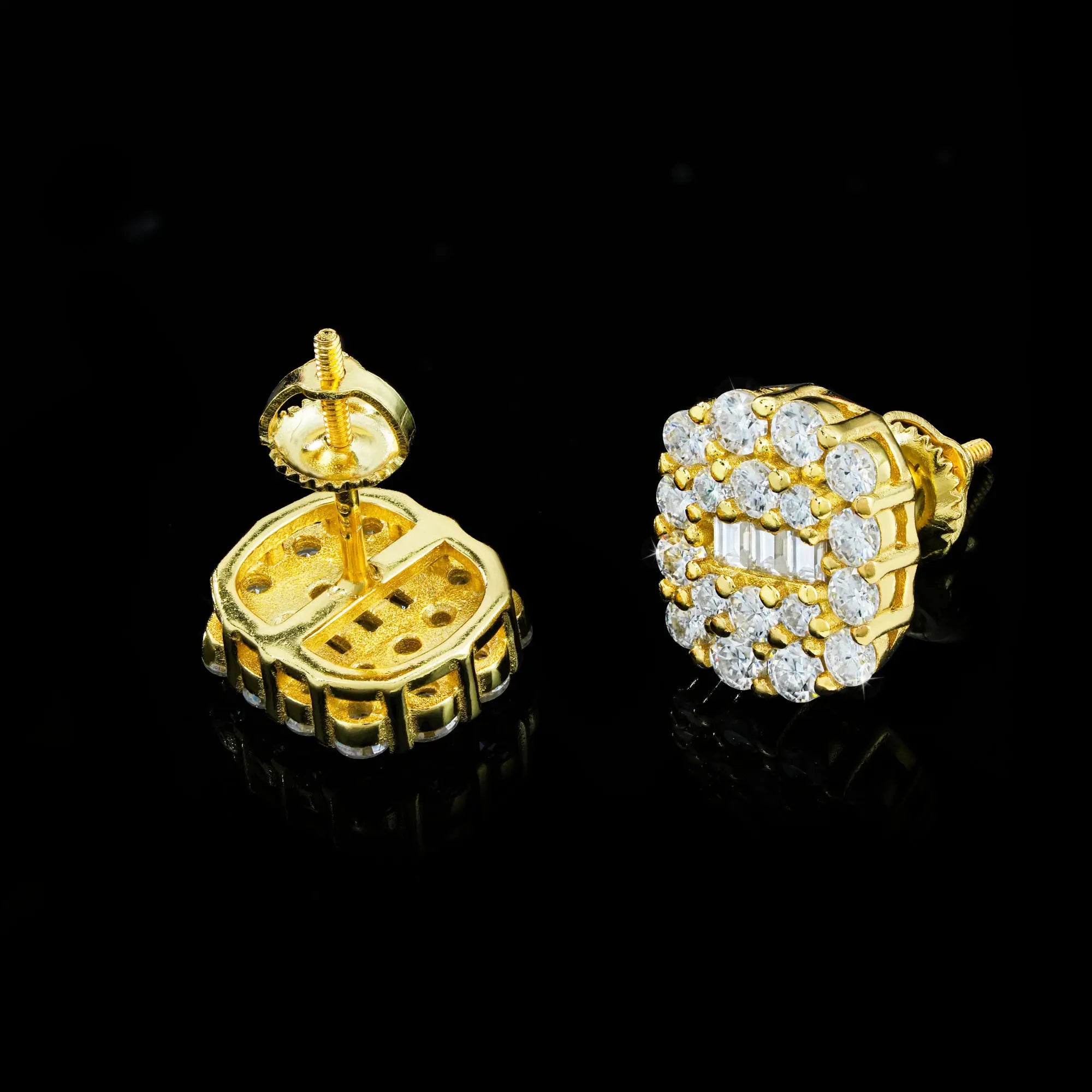 Baguette & Round Cluster Stud Earrings – alternate product view 2