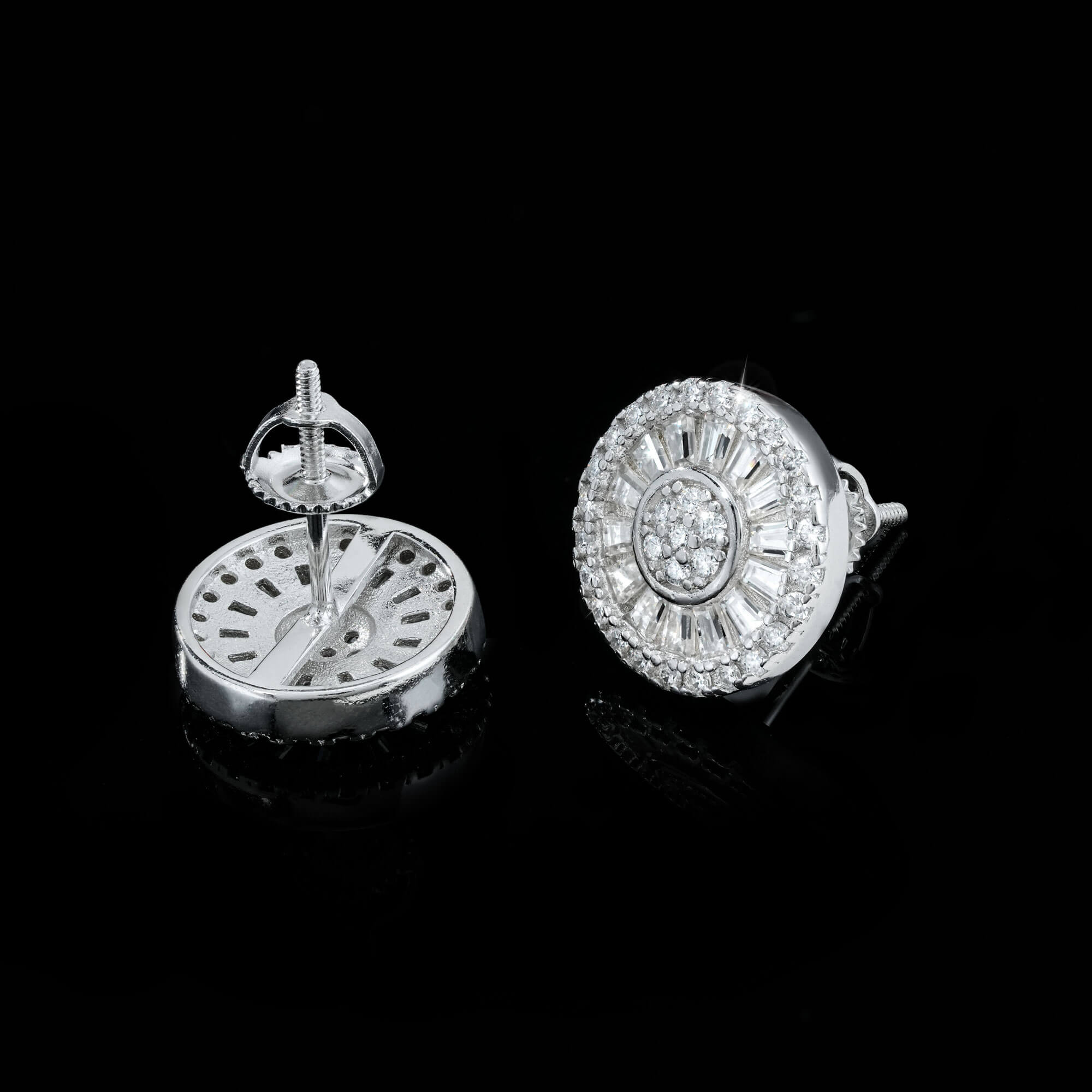 Baguette Sunburst Moissanite Stud Earrings by Sommarnox