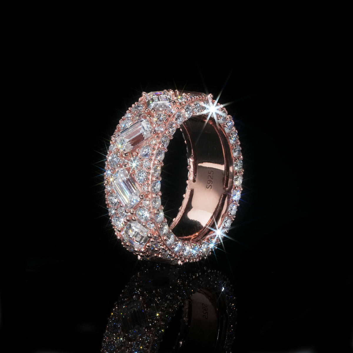 Custom Iced Out Emerald Cut VVS Moissanite Ring by Sommarnox