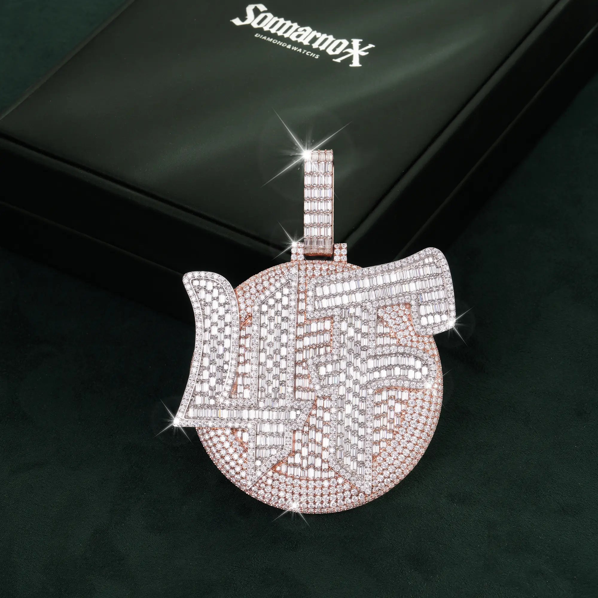 Custom “4F” Round Medallion Moissanite Custom Pendant – Iced-Out Hip Hop Charm