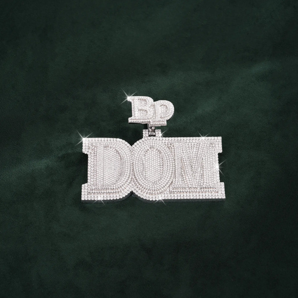 Custom “BP DOM” Iced-Out Name Pendant 14K Gold