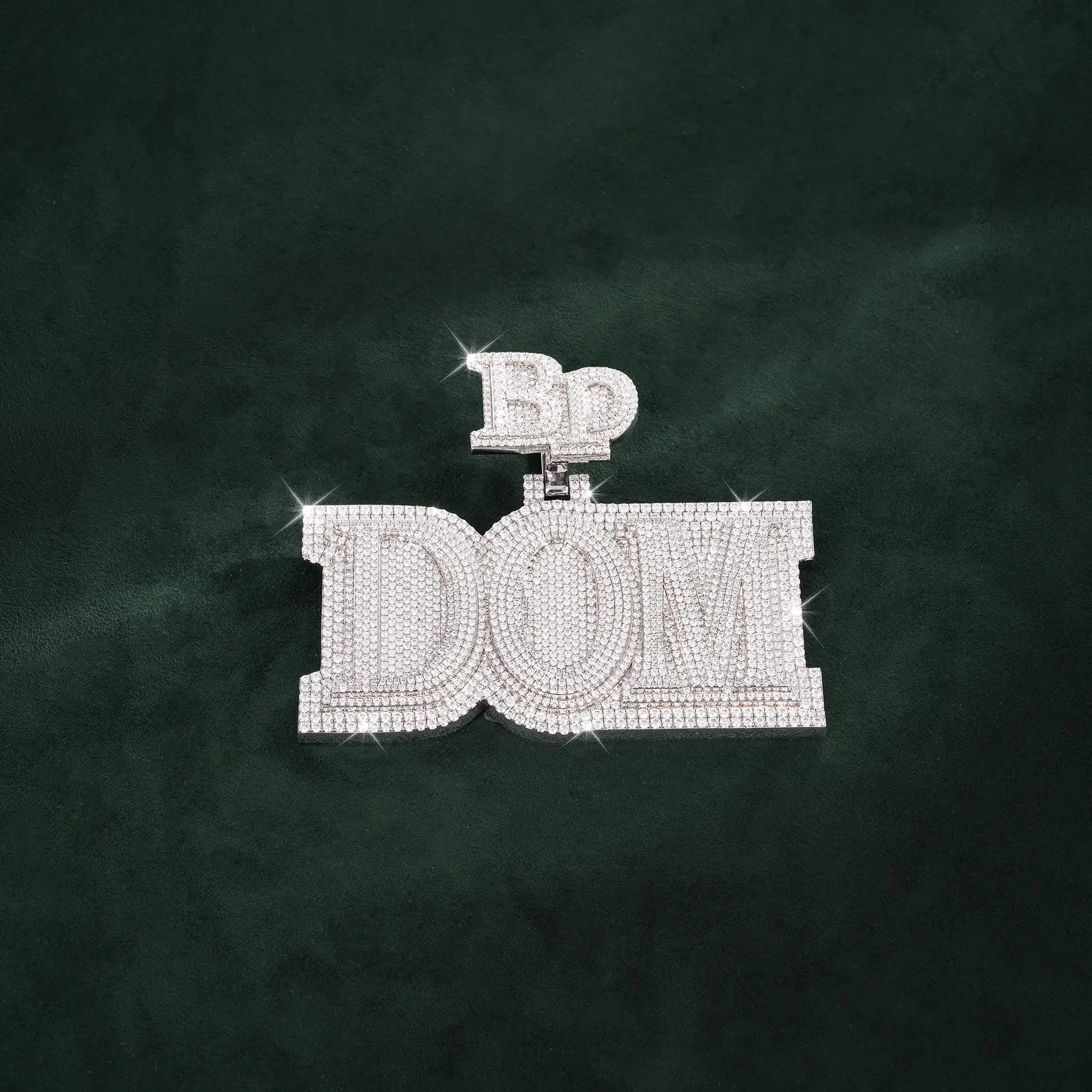 Custom “BP DOM” Iced-Out Name Pendant 14K Gold