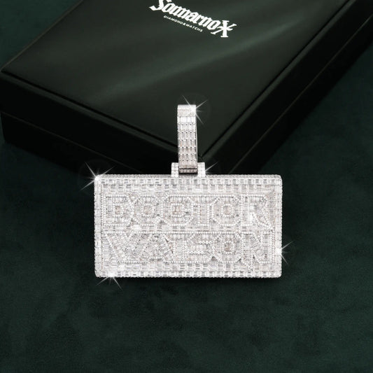 Custom Baguette Iced-Out Nameplate Pendant – 14K Gold Moissanite Custom Pendant