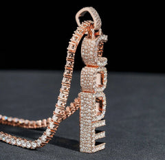 Custom Hip Hop Moissanite Vertical Stack Pendant