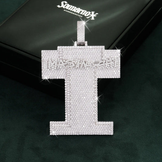 Custom “I” Letter Pendant in 14K Gold – Fully Iced Statement Charm