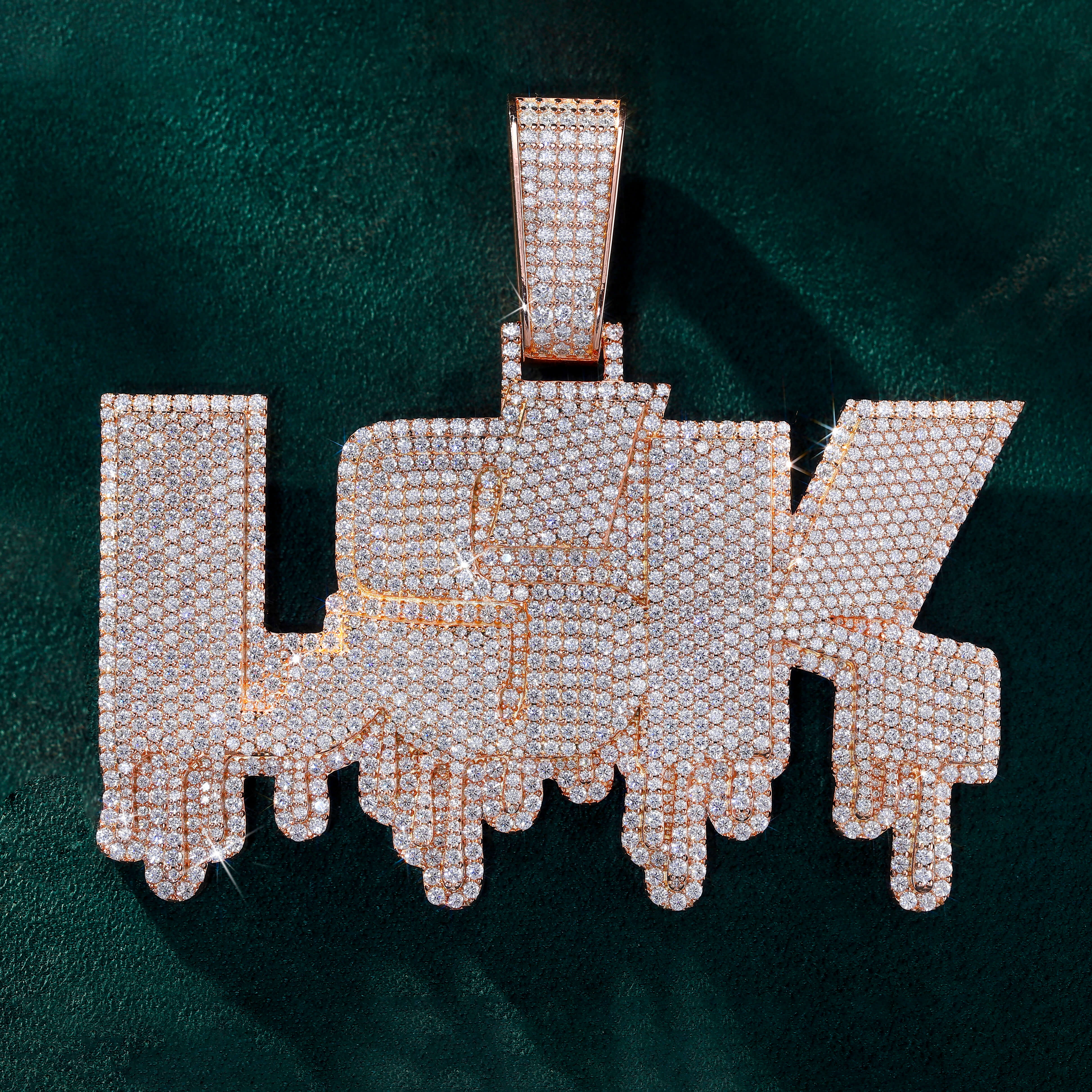 Custom Hip Hop Moissanite “LSK” Pendant – Moissanite Custom Pendant