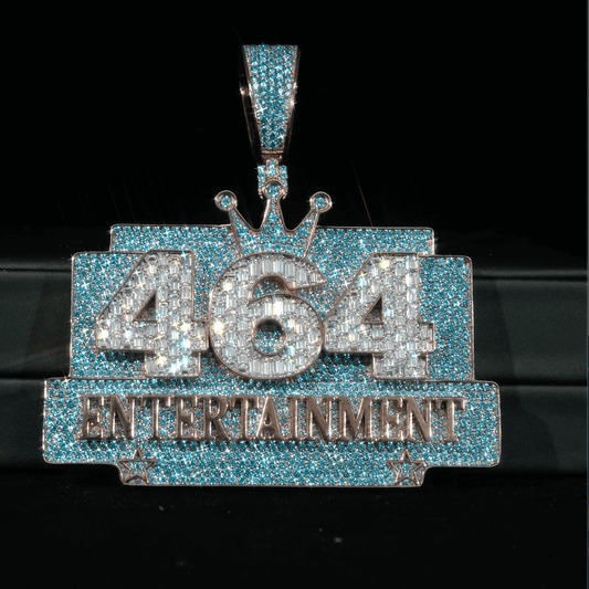 464 custom moissanite pendant with VVS stones and hip hop design.