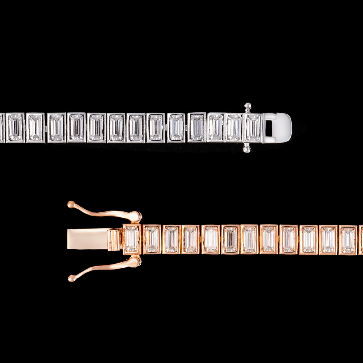 2×4MM Baguette Cut Moissanite Tennis Bracelet – alternate product view 4
