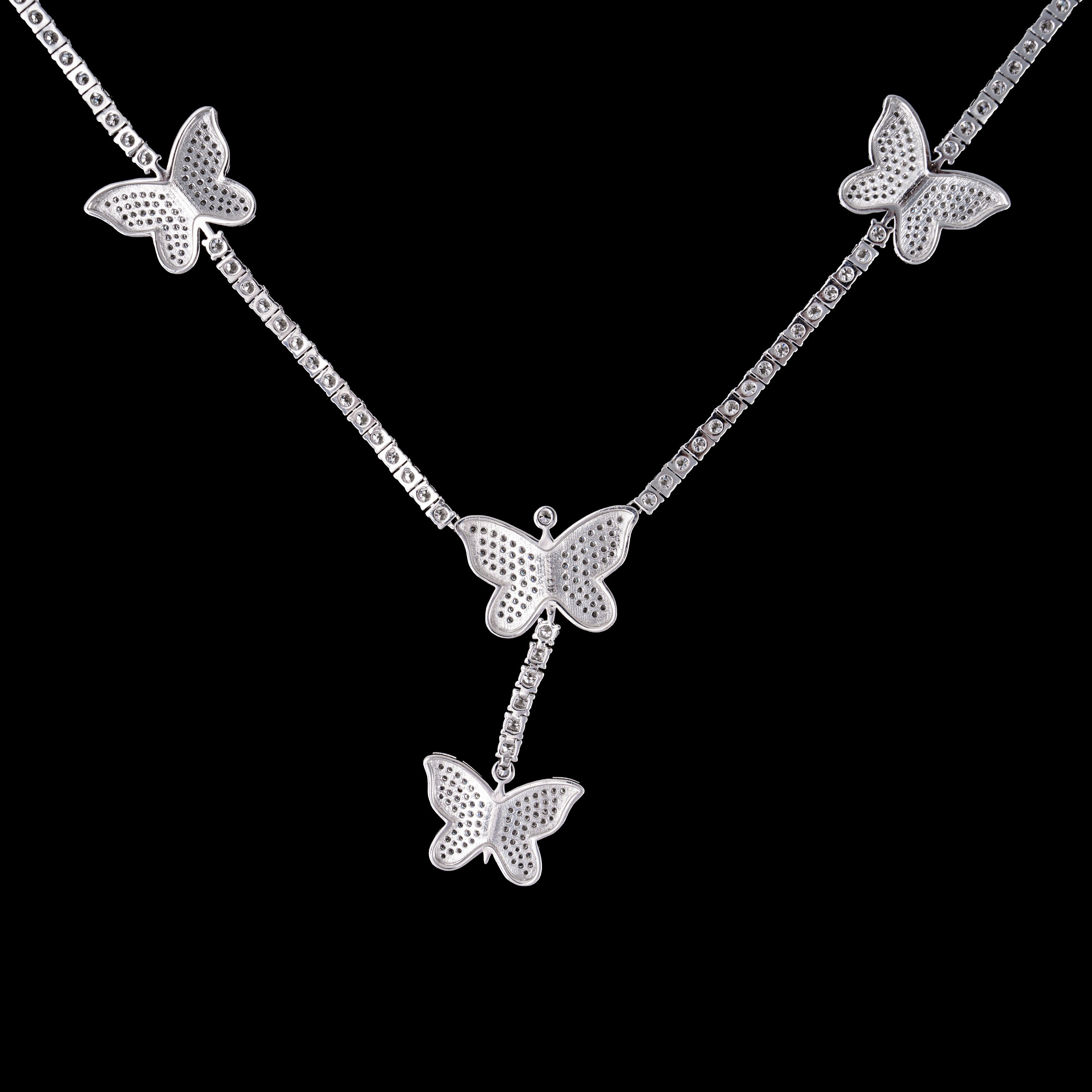 3MM Butterfly Moissanite Tennis Chain Necklace – alternate product view 6