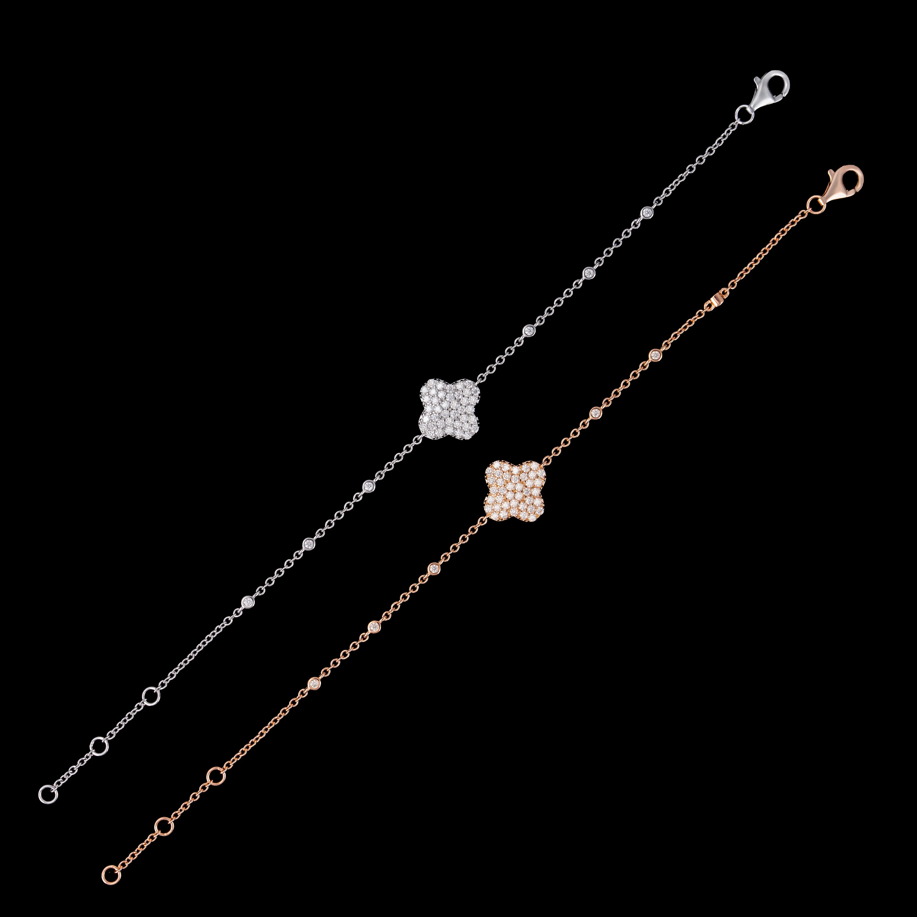 Moissanite Clover Bracelet – Dainty Iced Out Chain Bracelet – alternate product view 3