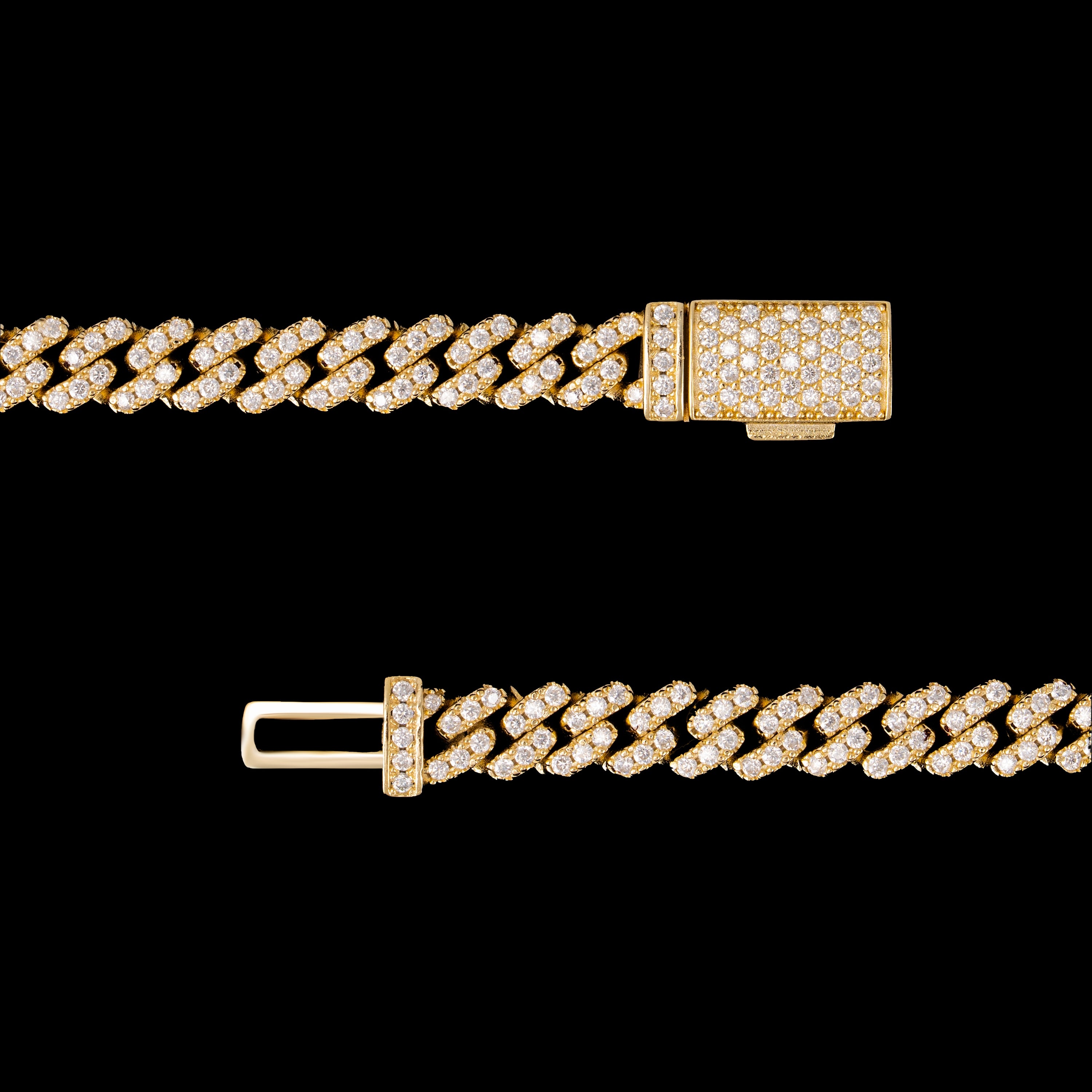 6.5MM 1 Row Stone Cuban Chain Moissanite Necklace & Bracelet – product view