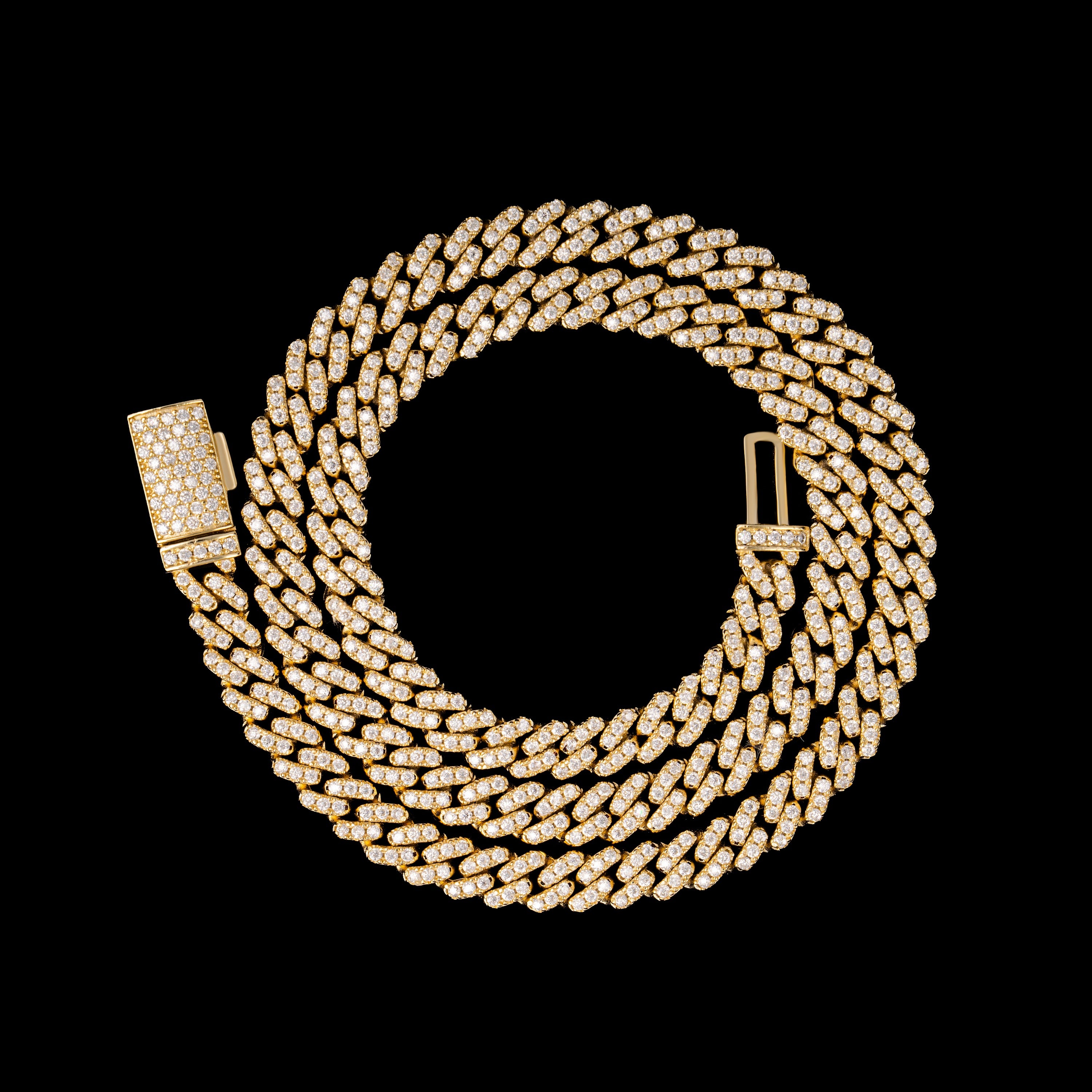 6.5MM 1 Row Stone Cuban Chain Moissanite Necklace & Bracelet – product view