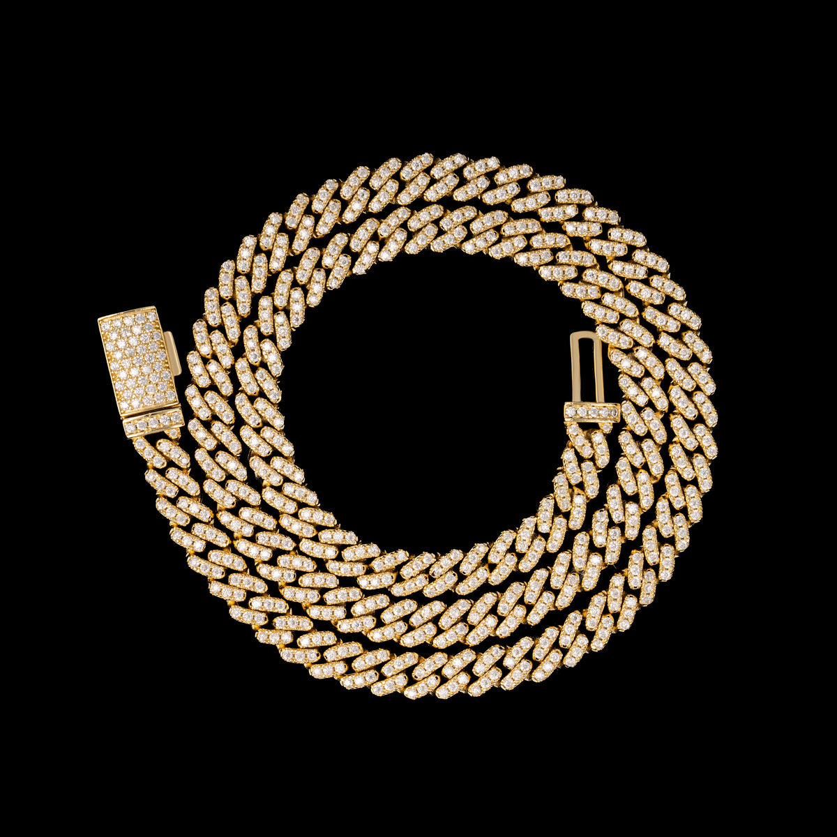 6.5MM 1 Row Stone Cuban Chain Moissanite Necklace & Bracelet – product view
