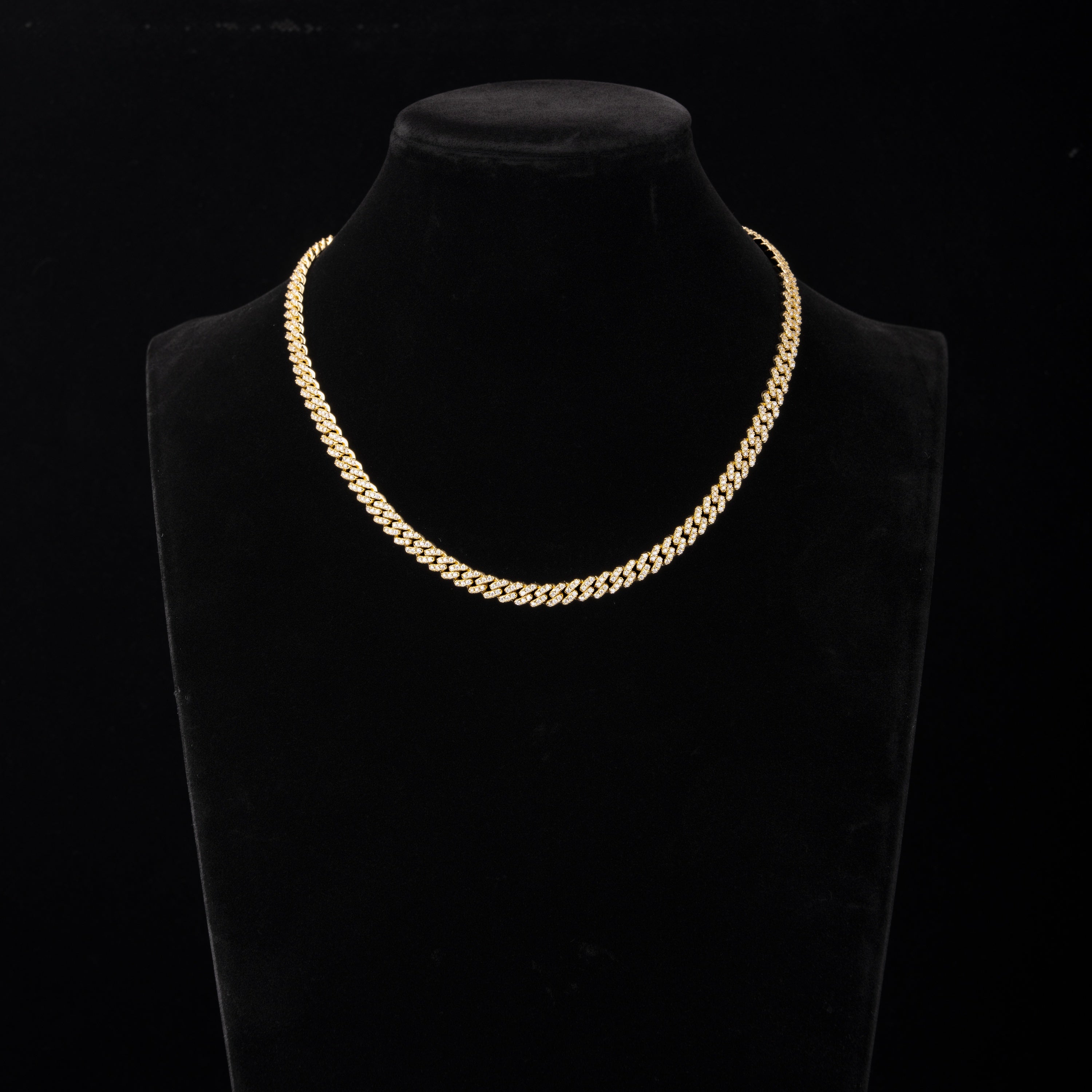 6.5MM 1 Row Stone Cuban Chain Moissanite Necklace & Bracelet – product view