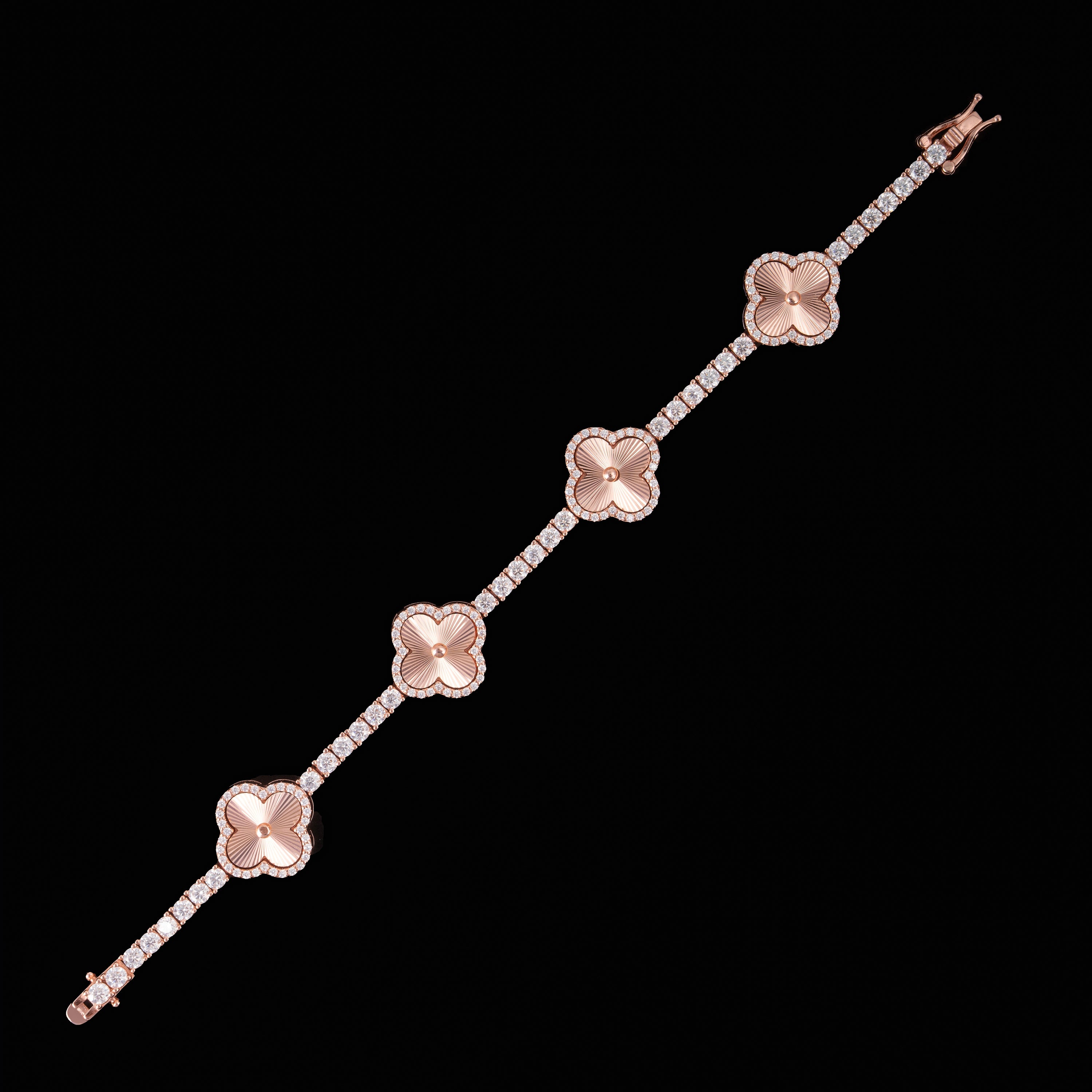 3MM Moissanite Laser Clover Tennis Chain Bracelet – product view
