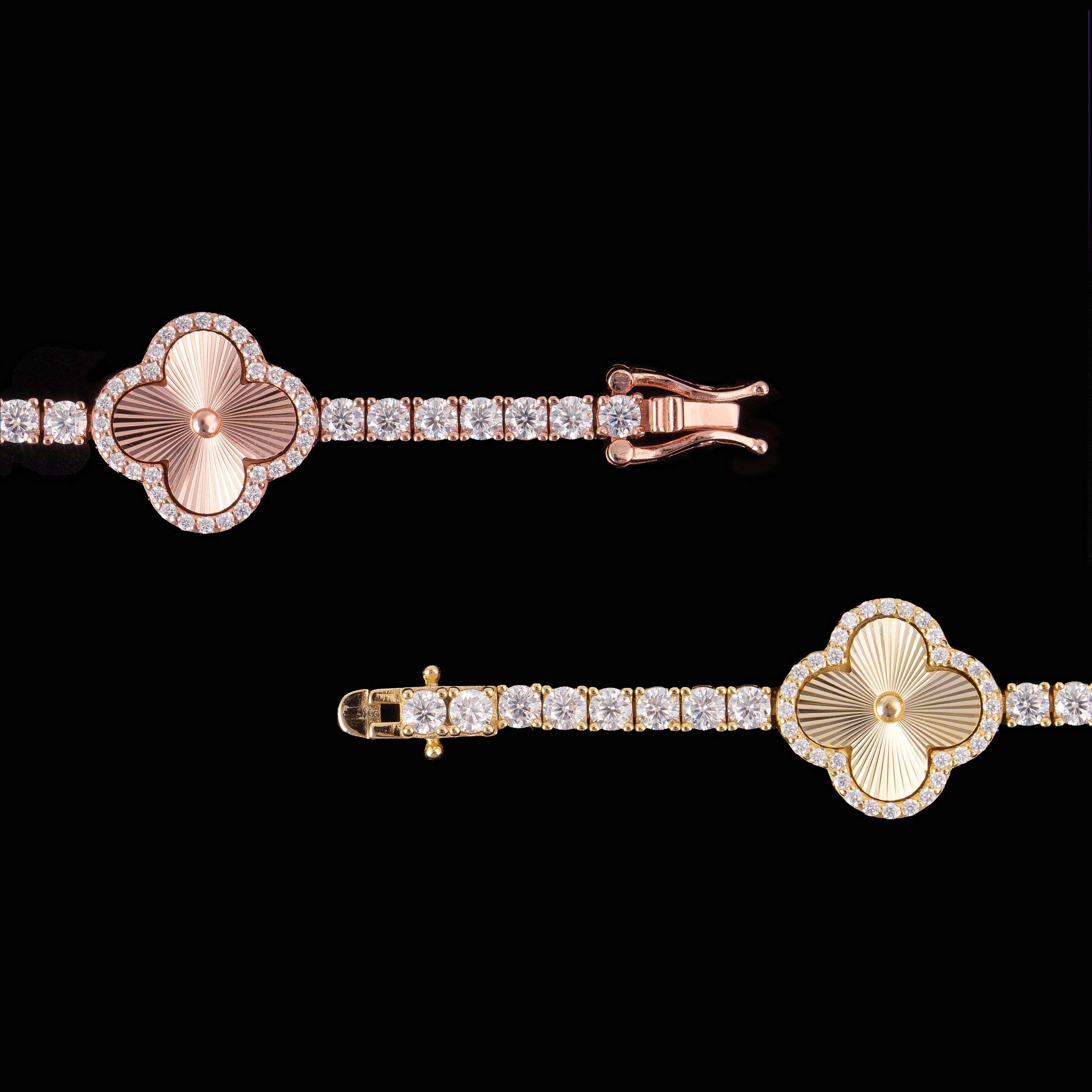 3MM Moissanite Laser Clover Tennis Chain Bracelet – product view