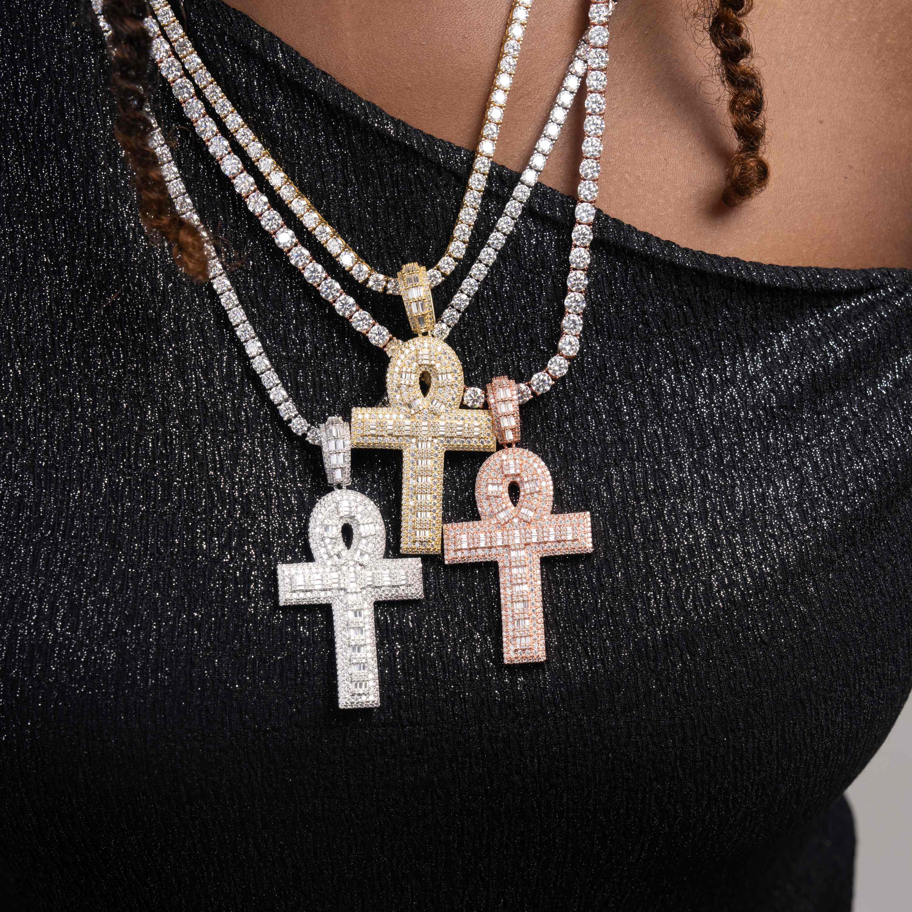 Moissanite Niche Cut Cross Pendant – alternate product view 2