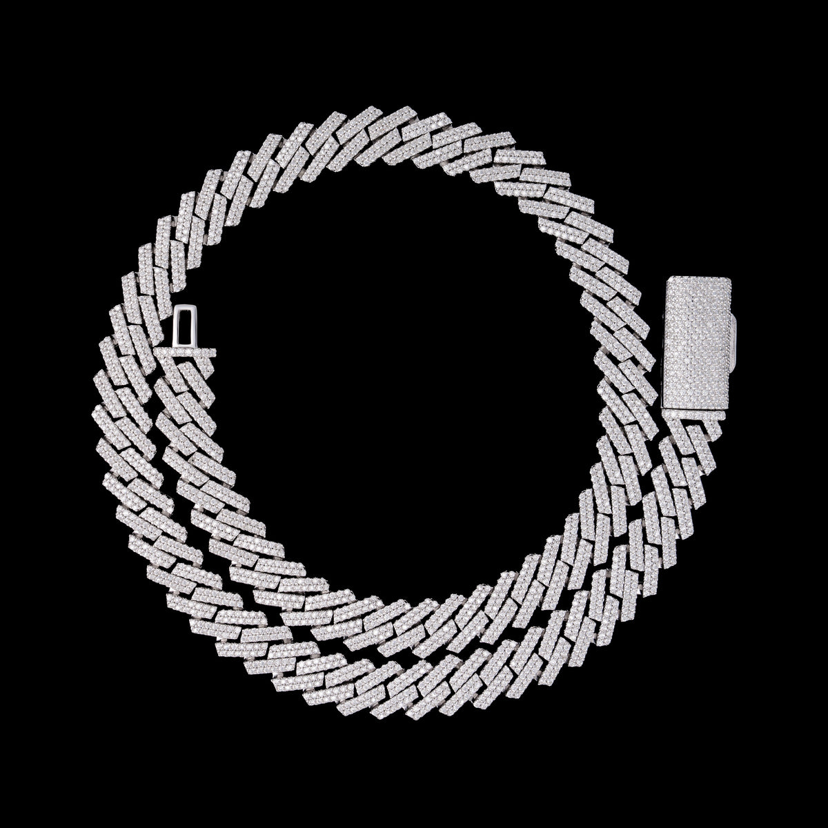 12MM 2 Row Stone Cuban Chain Moissanite Necklace – product view