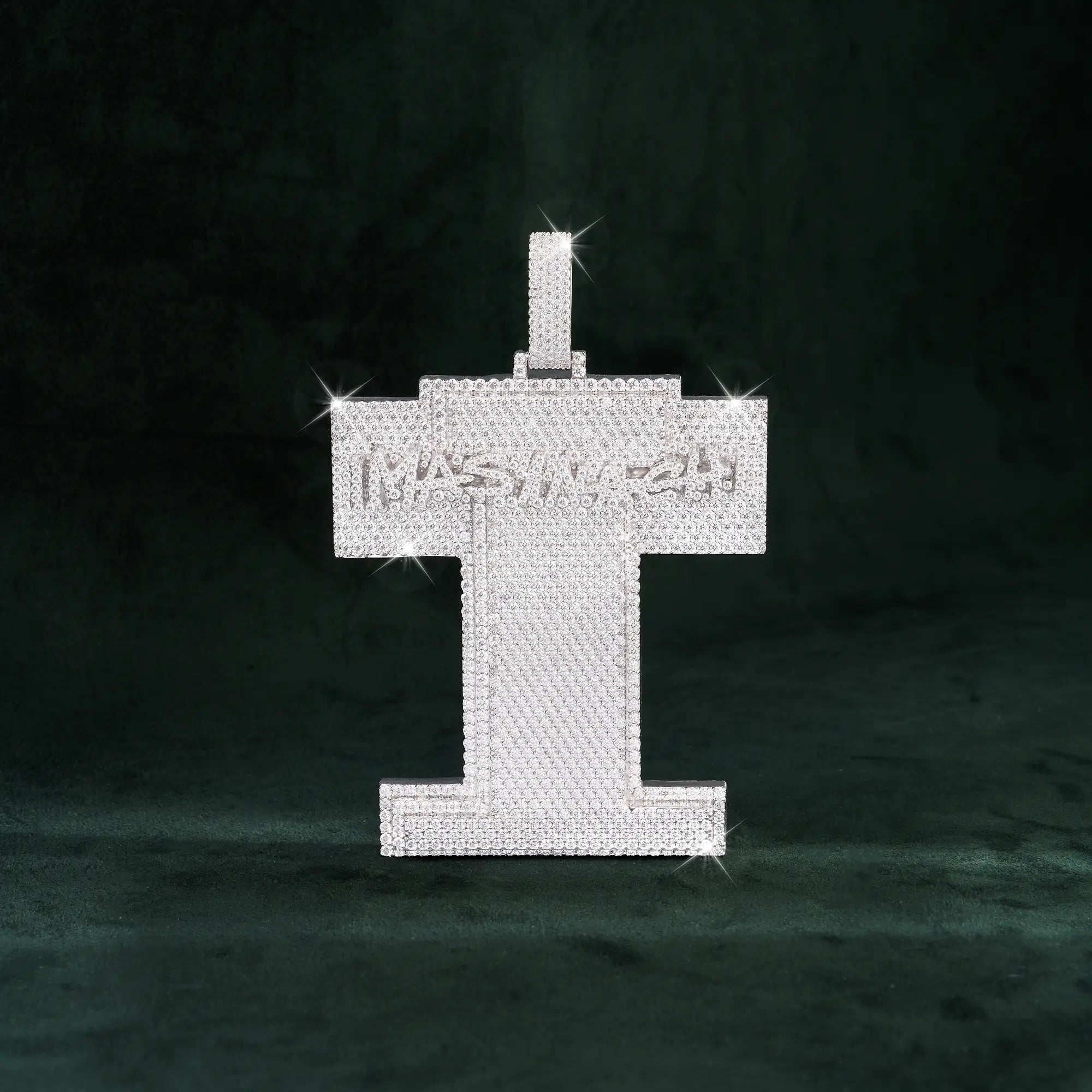 Custom “I” Letter Pendant in 14K Gold – Fully Iced Statement Charm