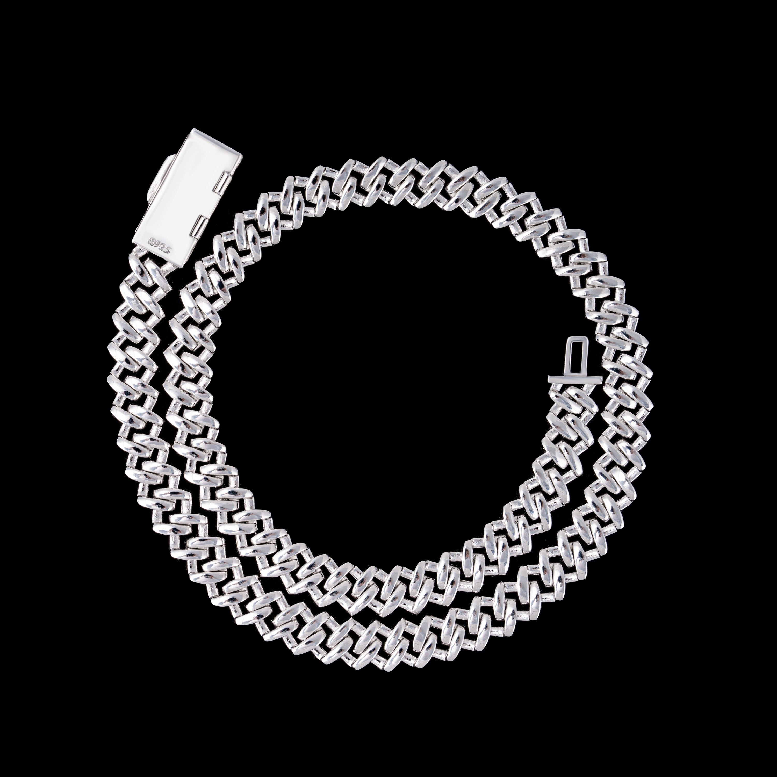 12MM 2 Row Stone Cuban Chain Moissanite Necklace – product view