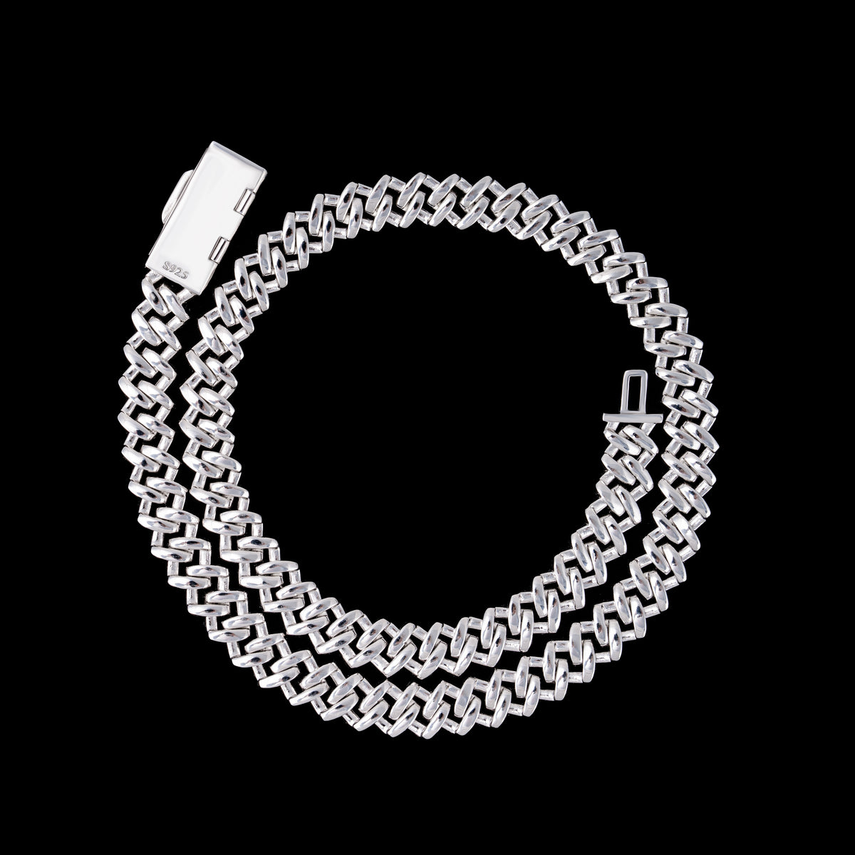 12MM 2 Row Stone Cuban Chain Moissanite Necklace – product view