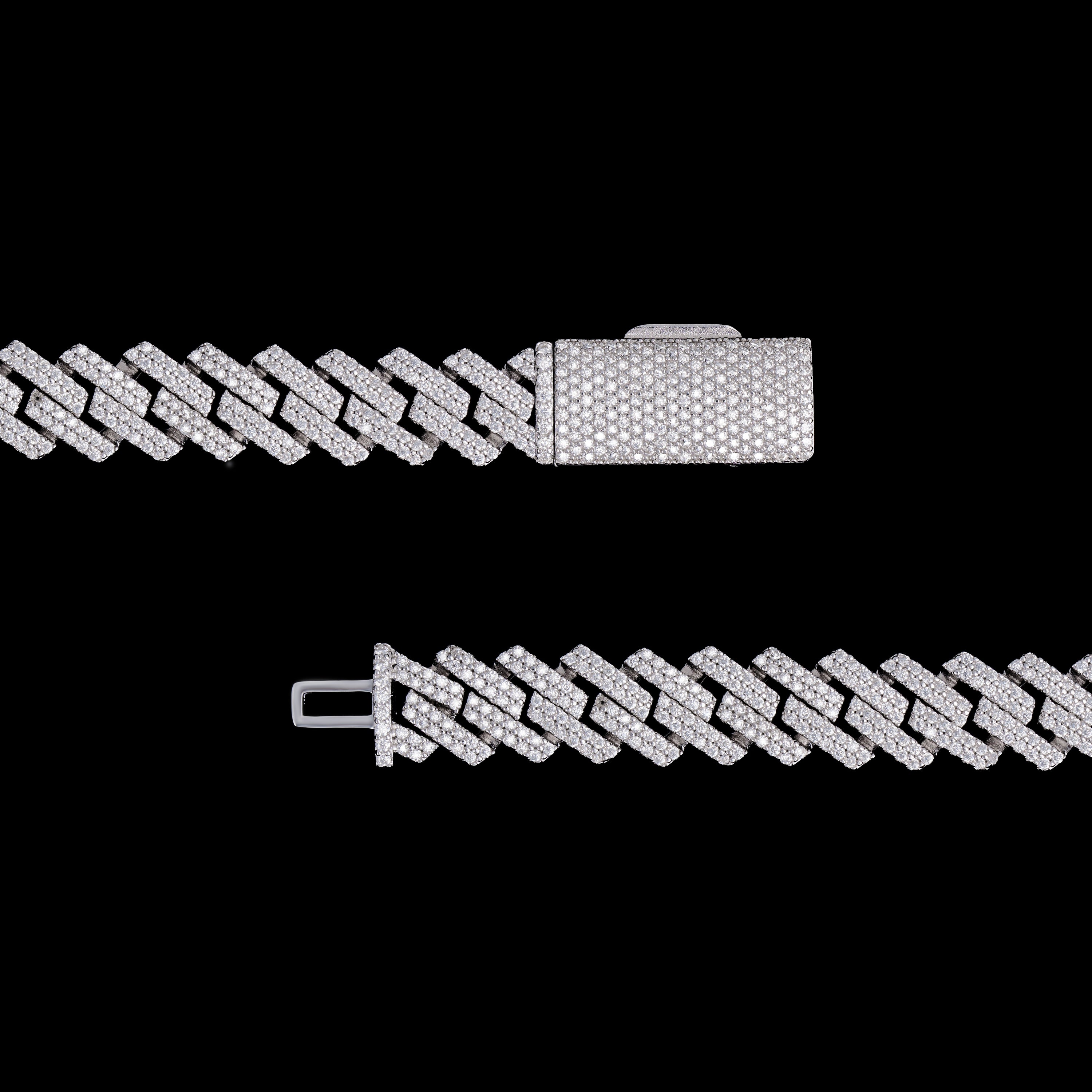 12MM 2 Row Stone Cuban Chain Moissanite Necklace – product view