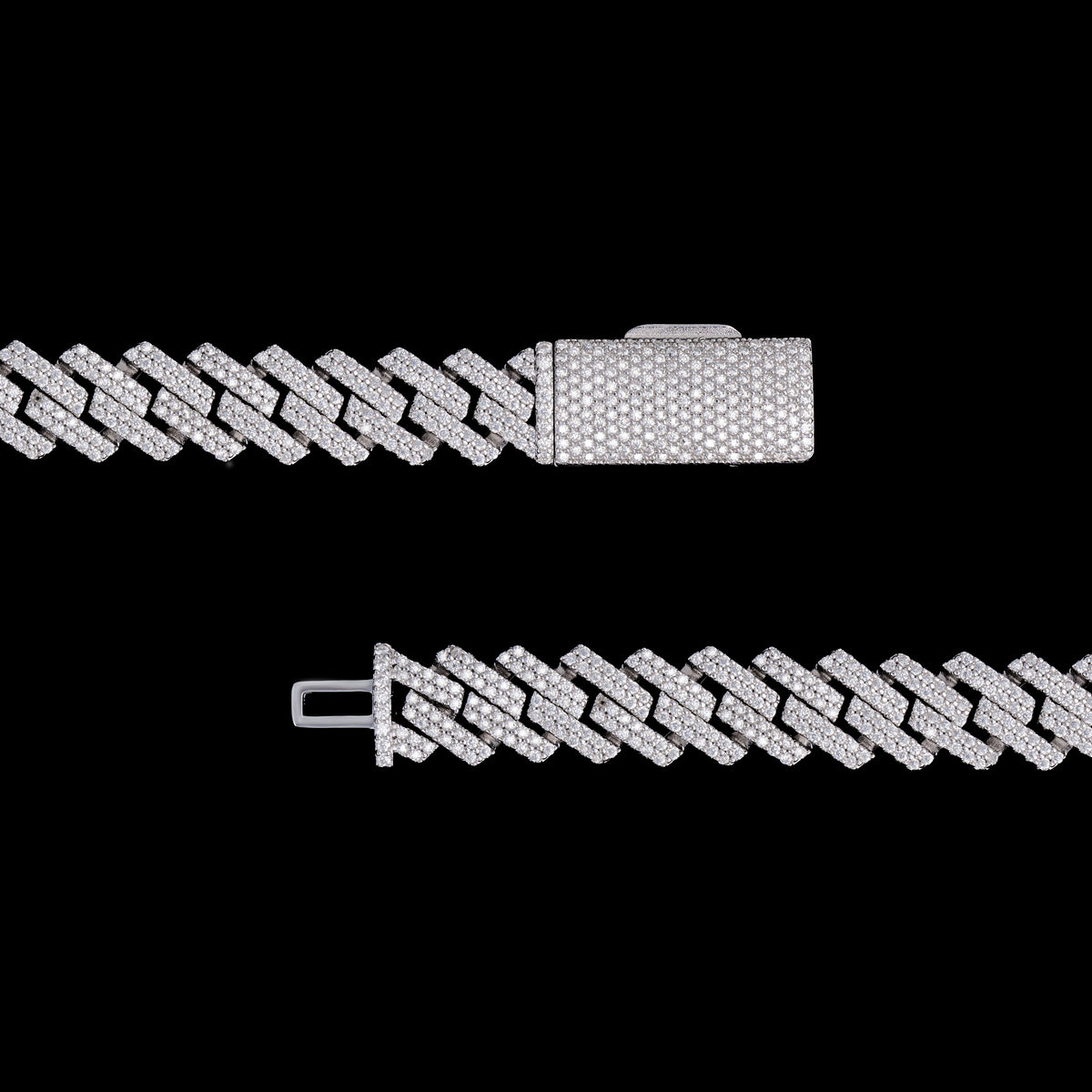 12MM 2 Row Stone Cuban Chain Moissanite Necklace – product view