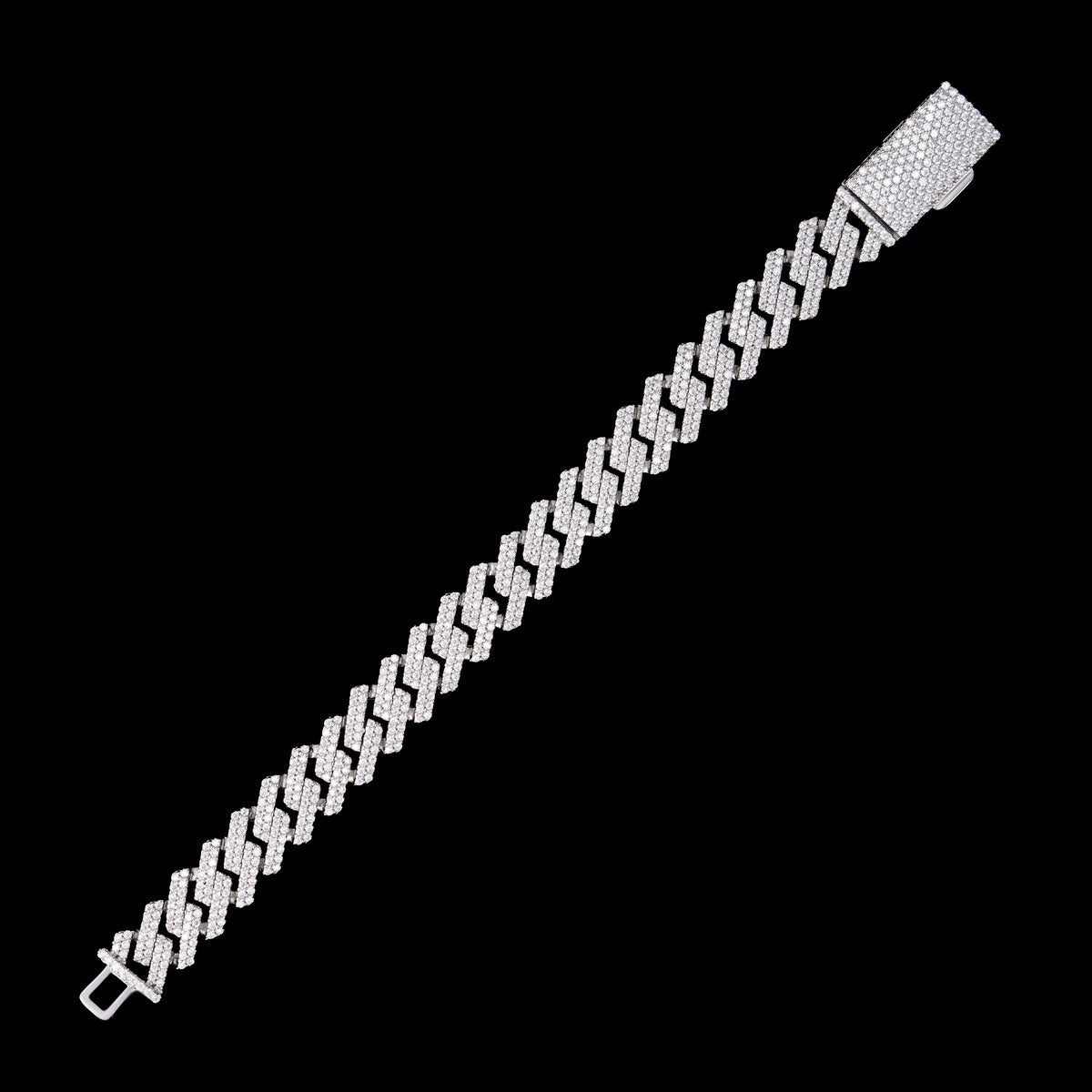 12MM 2 Row Stone Cuban Chain Moissanite Necklace – product view