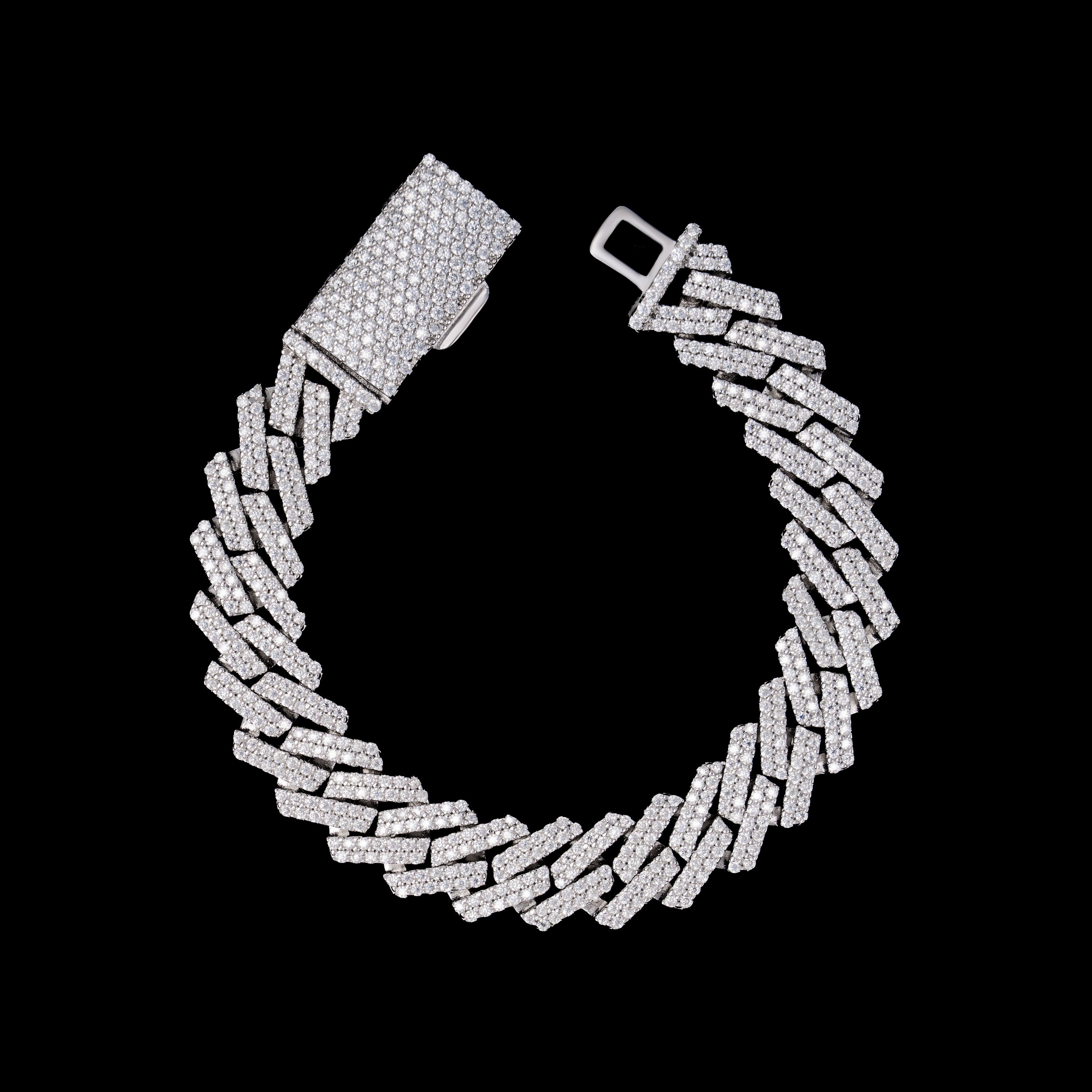 12MM 2 Row Stone Cuban Chain Moissanite Necklace – product view